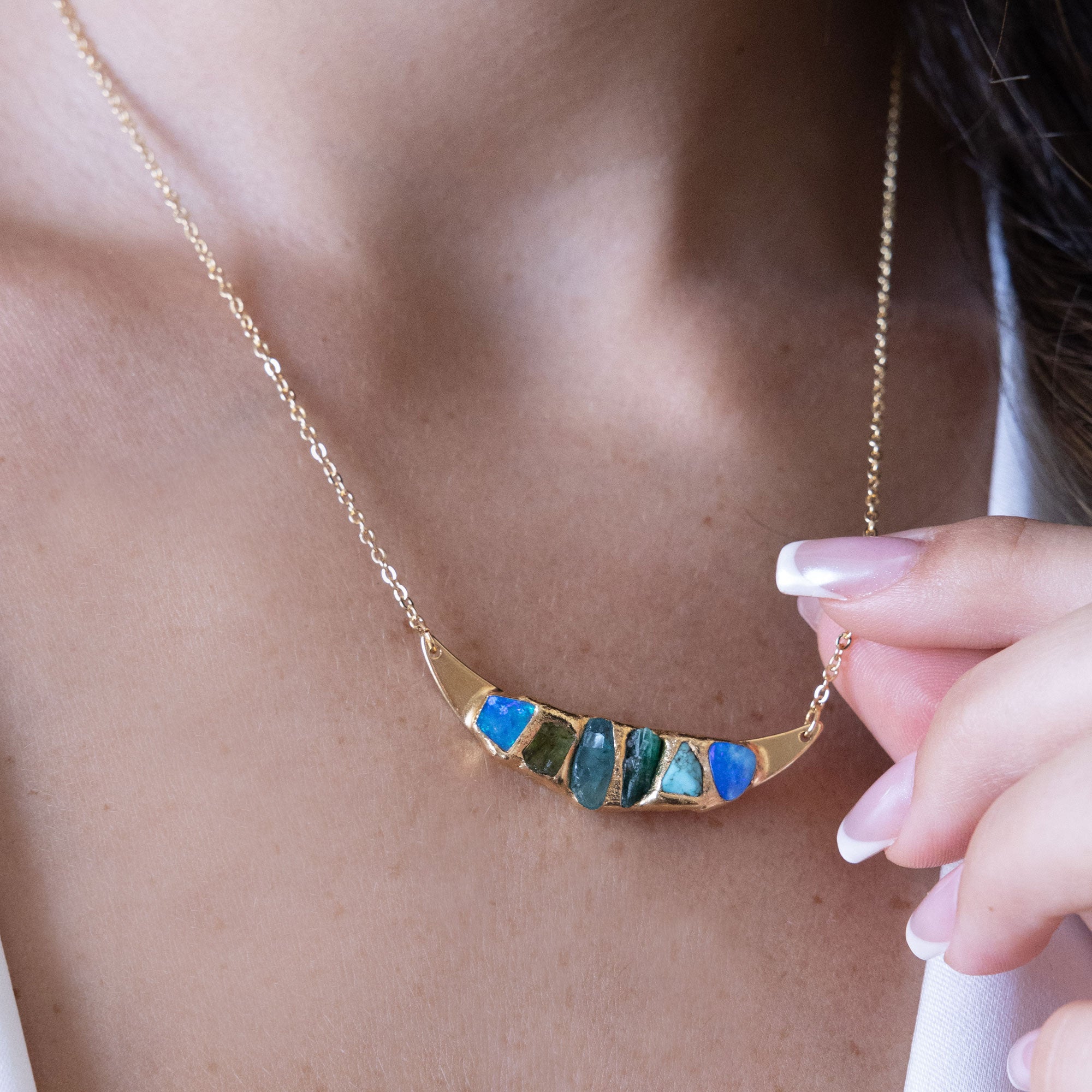 Birthstone Moon Necklace