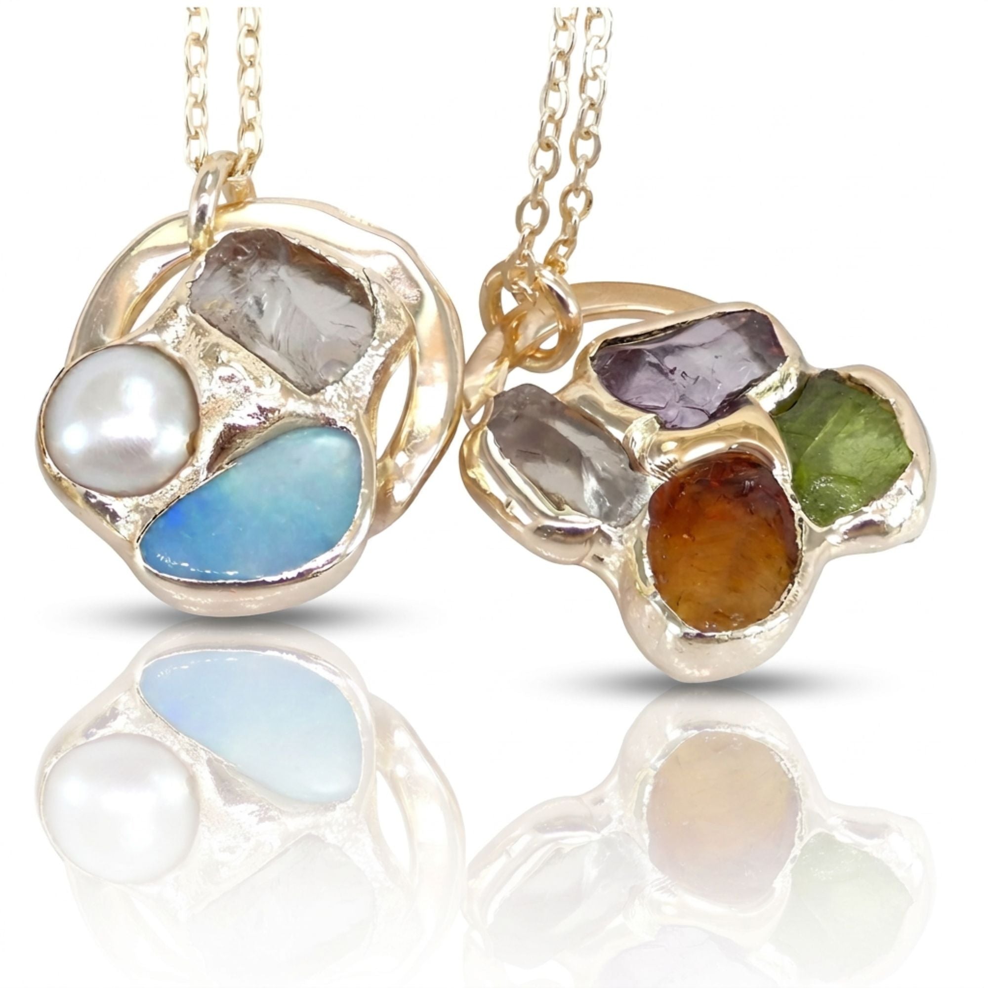 Birthstone Cluster Circle Necklace