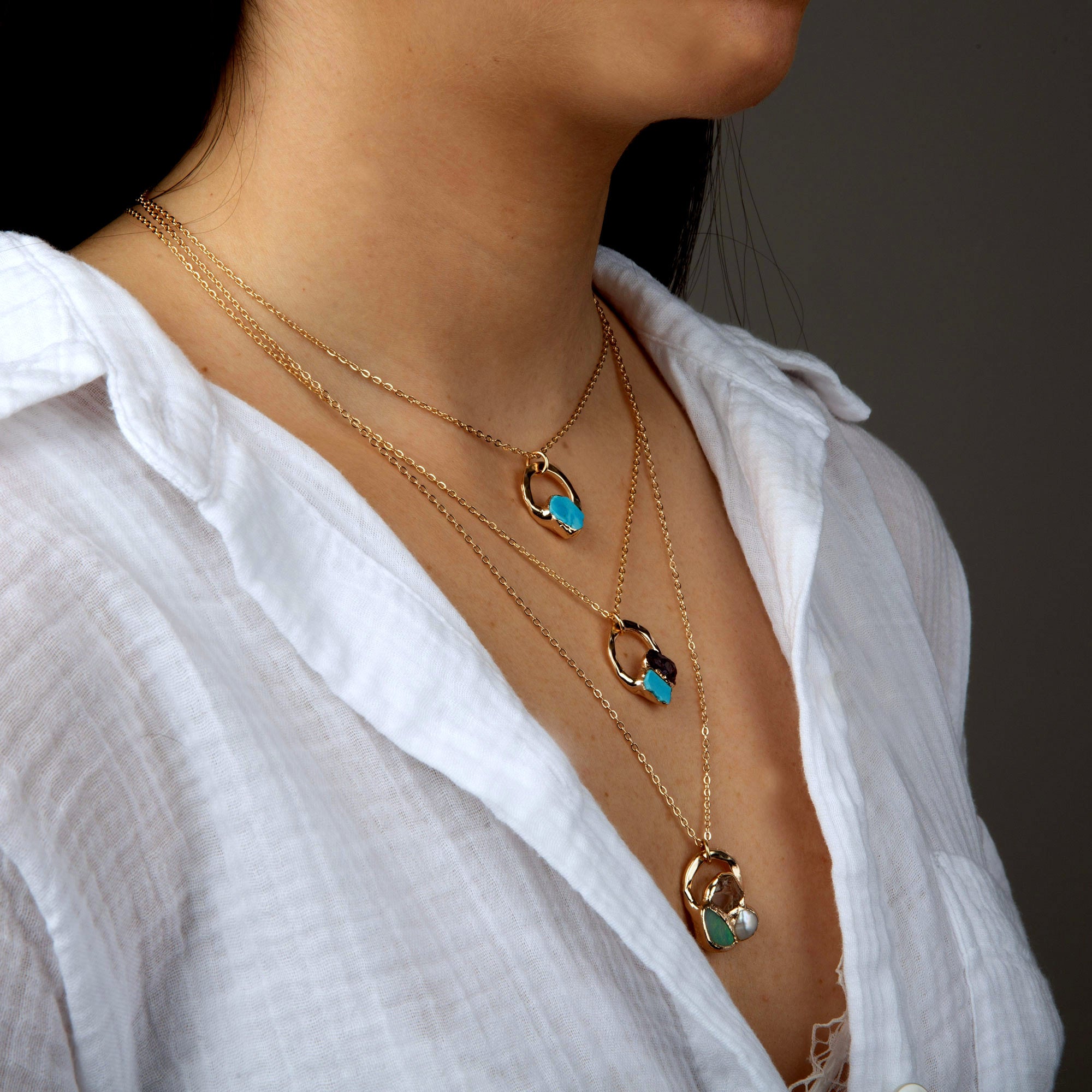 Birthstone Cluster Circle Necklace