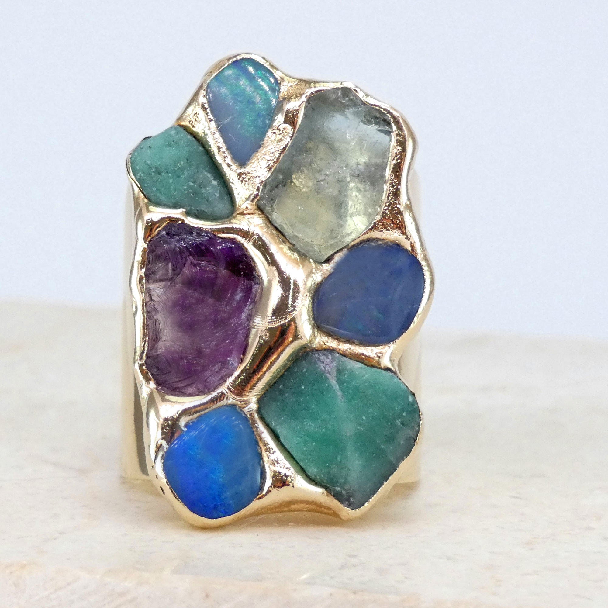 Birthstone Ring -Cluster Adjustable Custom Ring