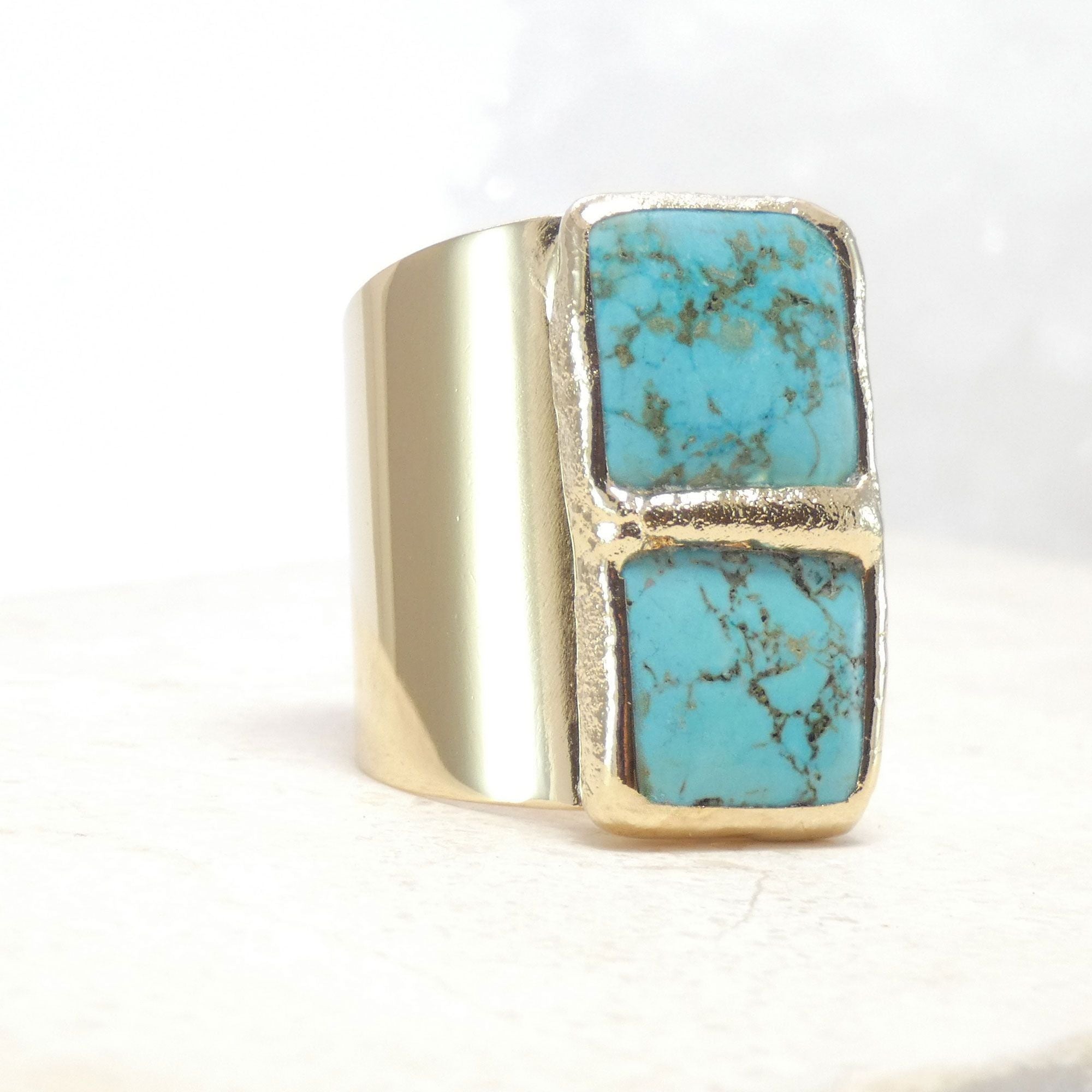 Double Square Turquoise Ring