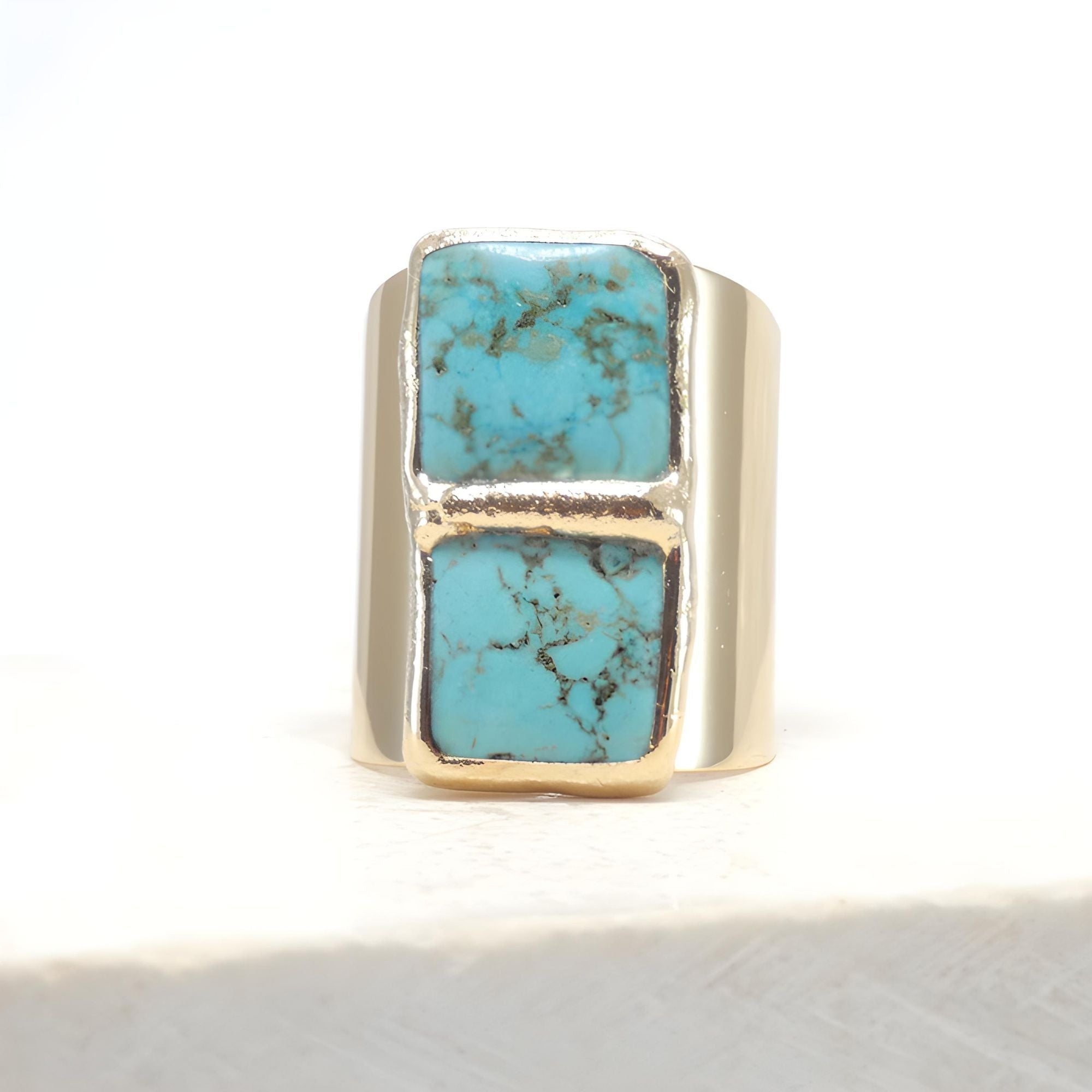 Double Square Turquoise Ring