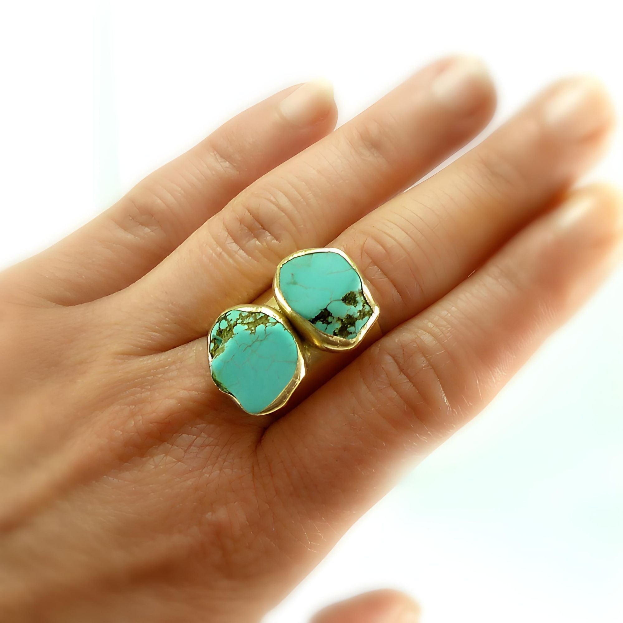 Double Raw Turquoise Ring