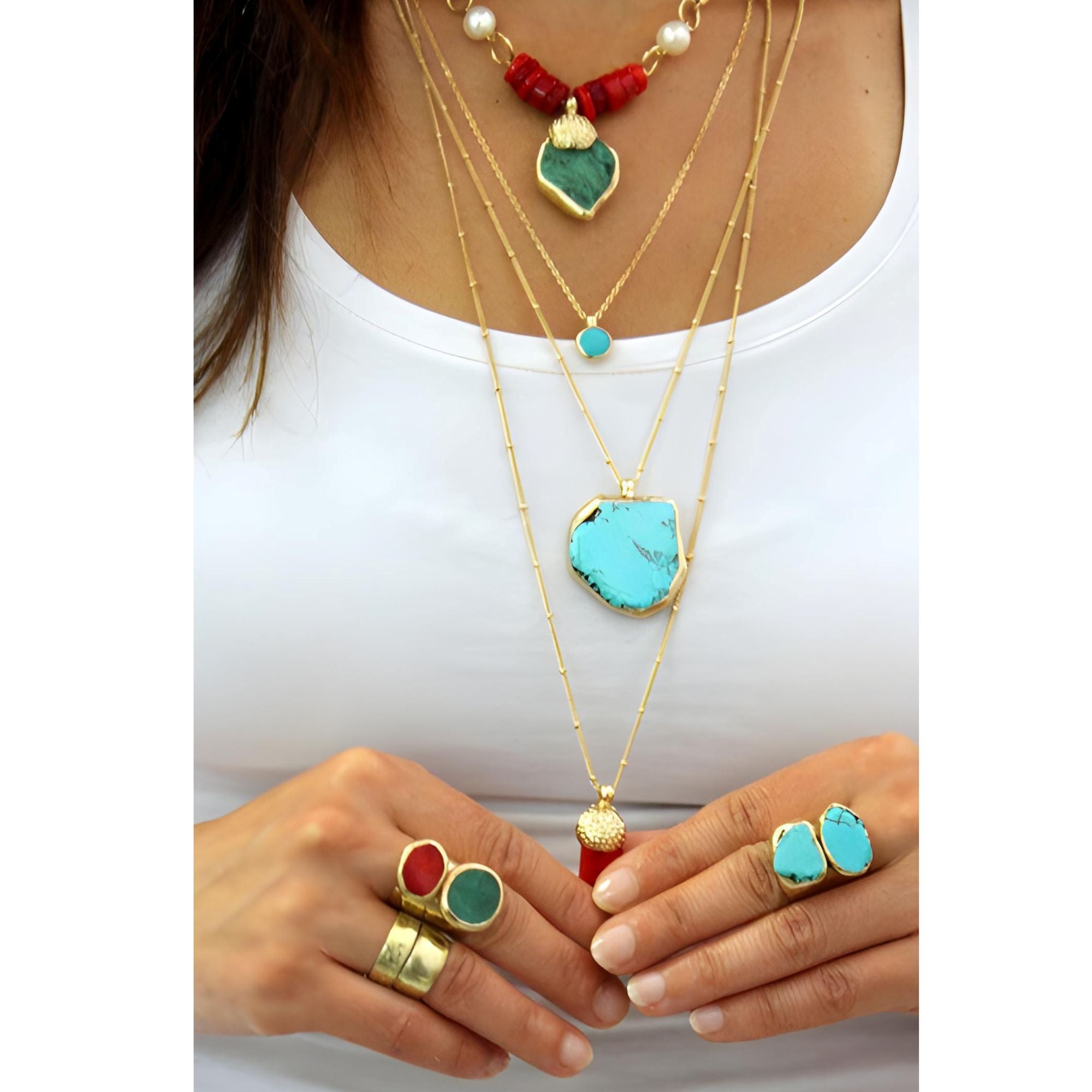 Double Raw Turquoise Ring