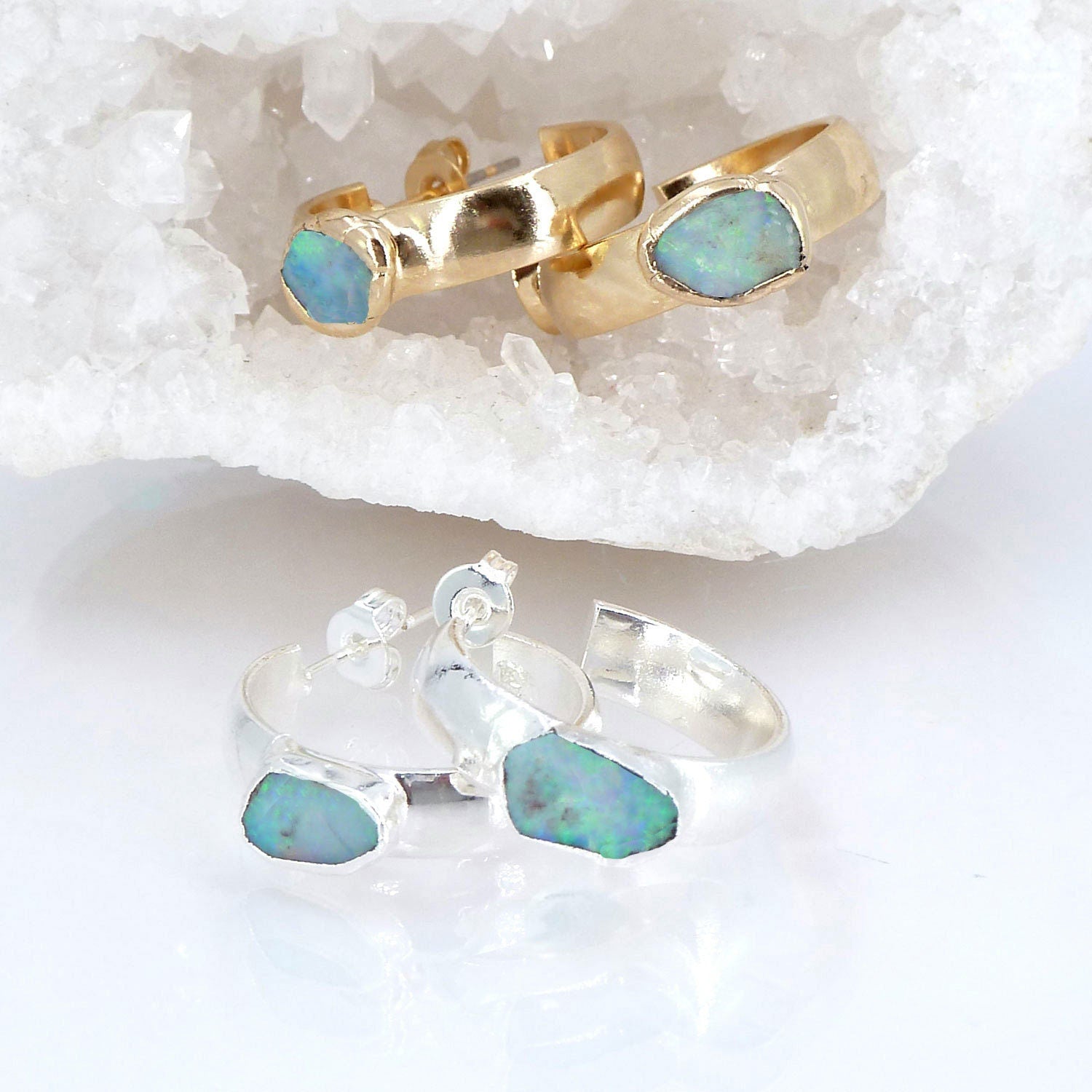 Opal Hoop Earrings