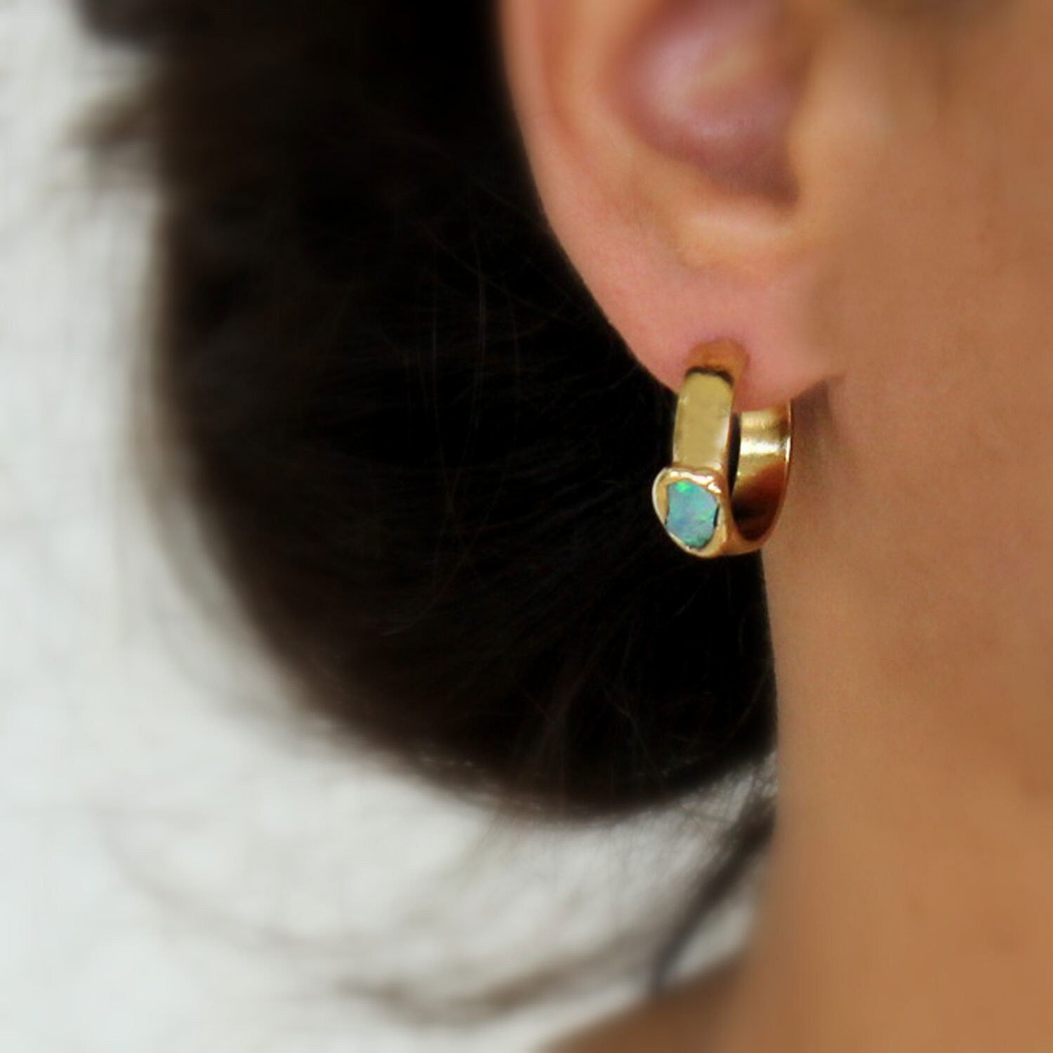 Emerald Hoop Earrings
