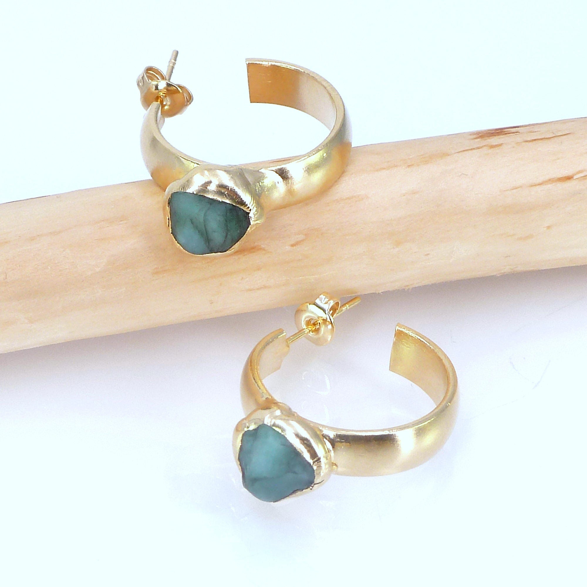 Emerald Hoop Earrings