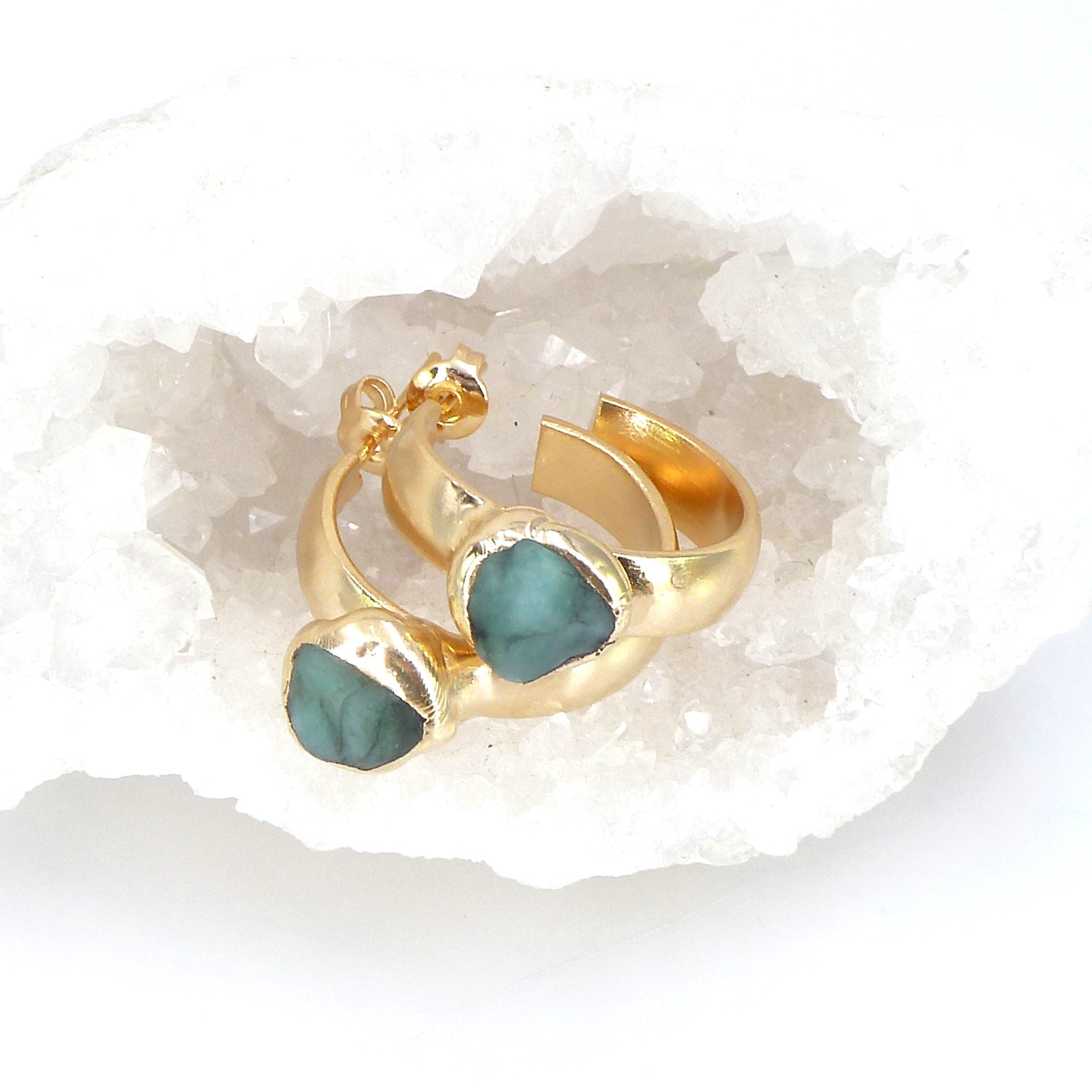 Emerald Hoop Earrings