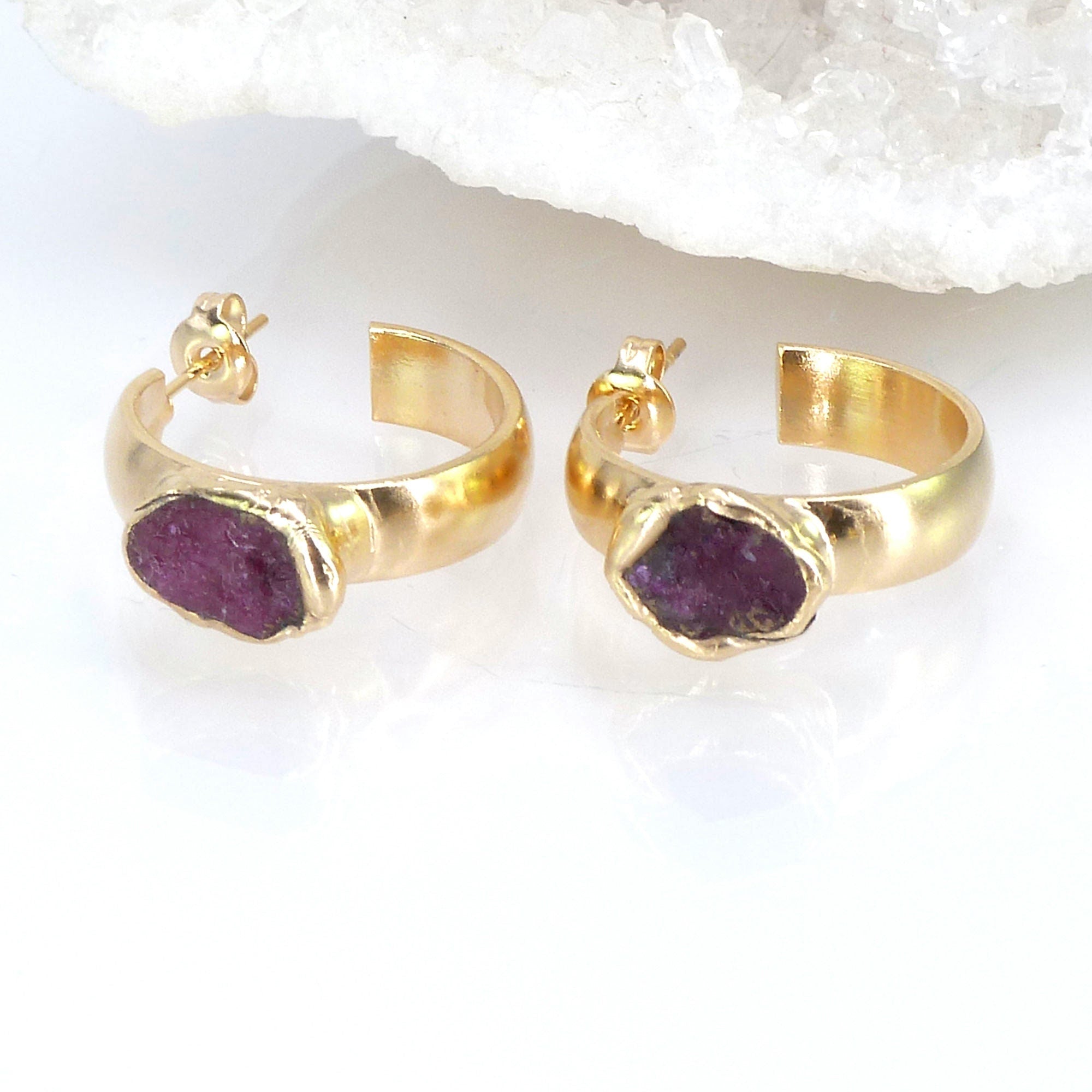 Ruby Hoop Earrings
