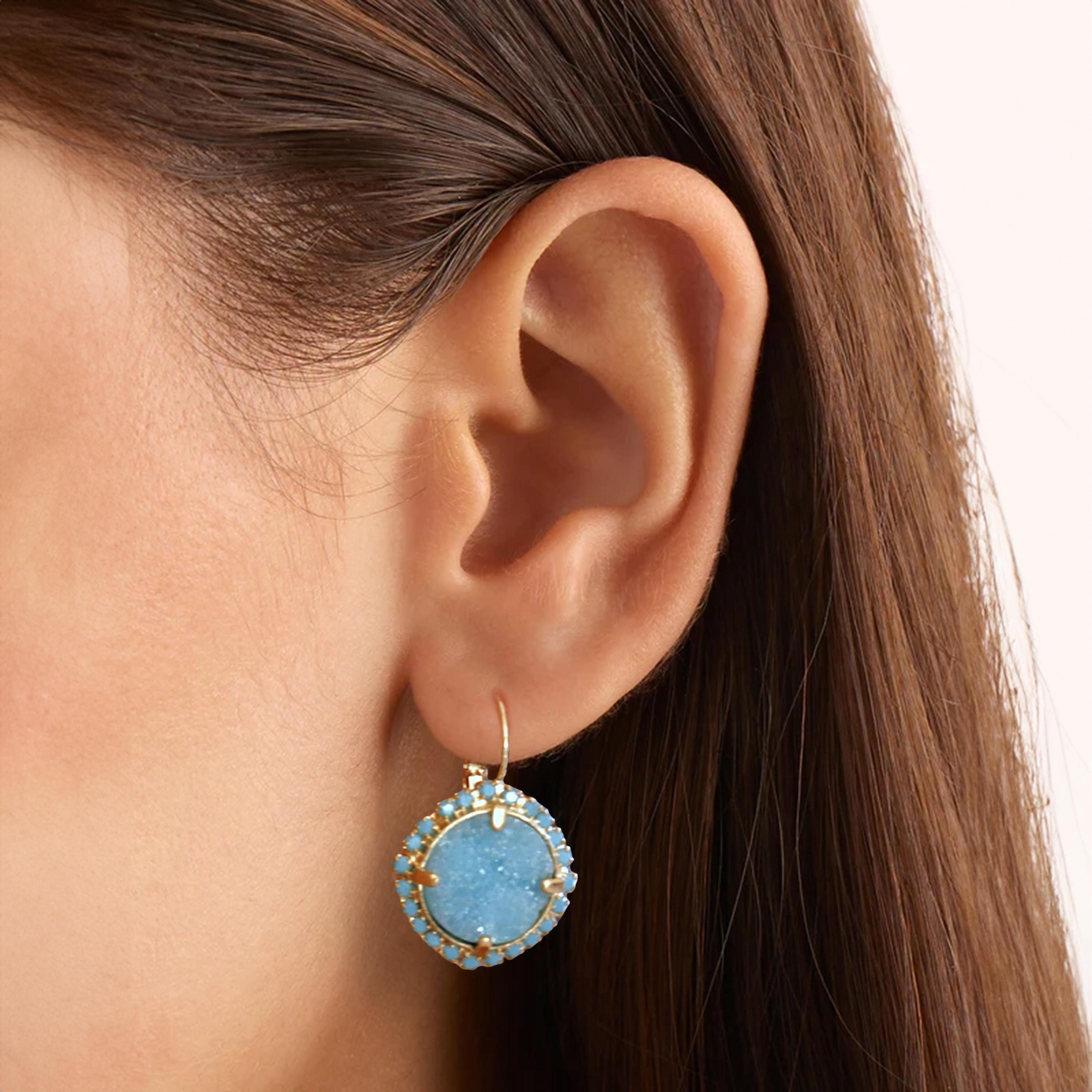 Turquoise Druzy Earrings