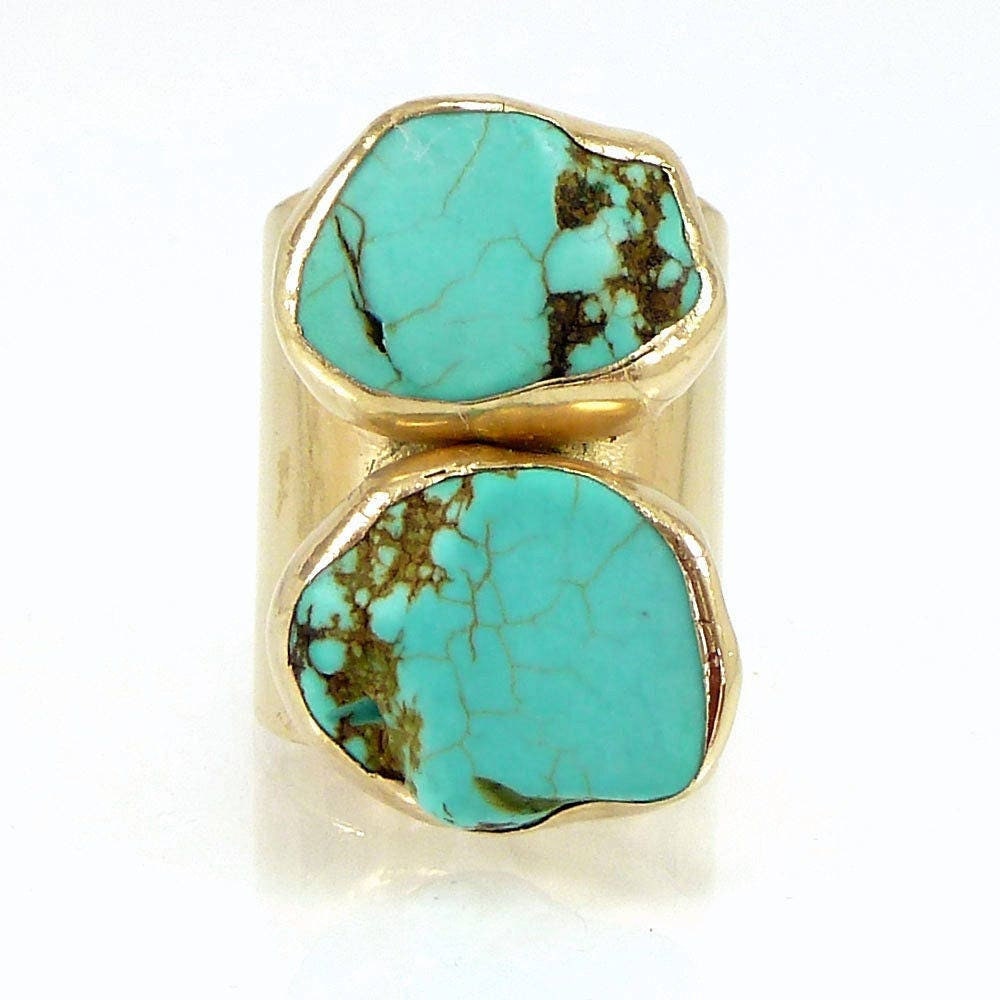 Double Raw Turquoise Ring