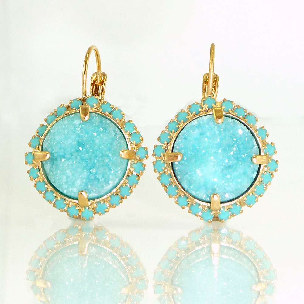 Turquoise Druzy Earrings