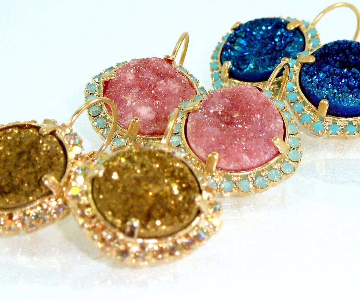 Turquoise Druzy Earrings
