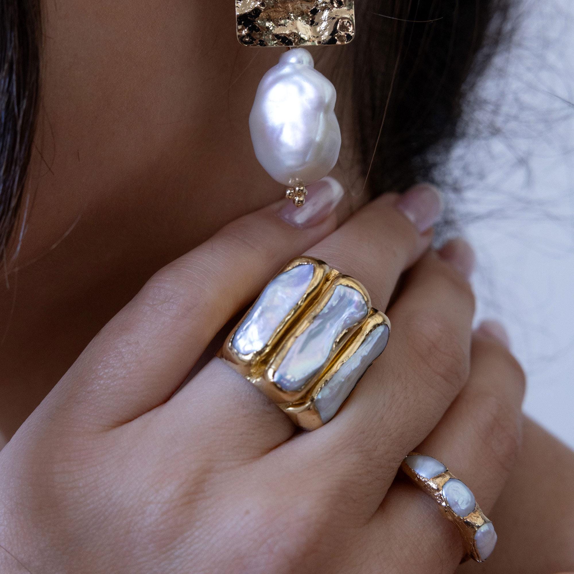 Gold Pearl Ring