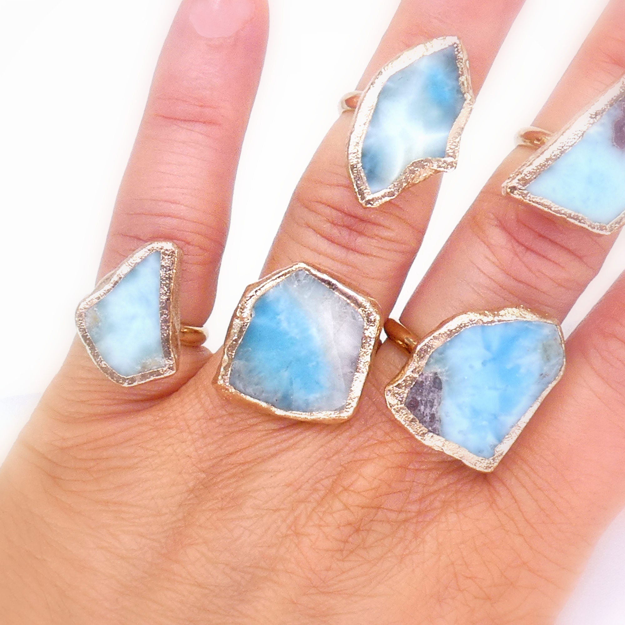 Raw Larimar Ring