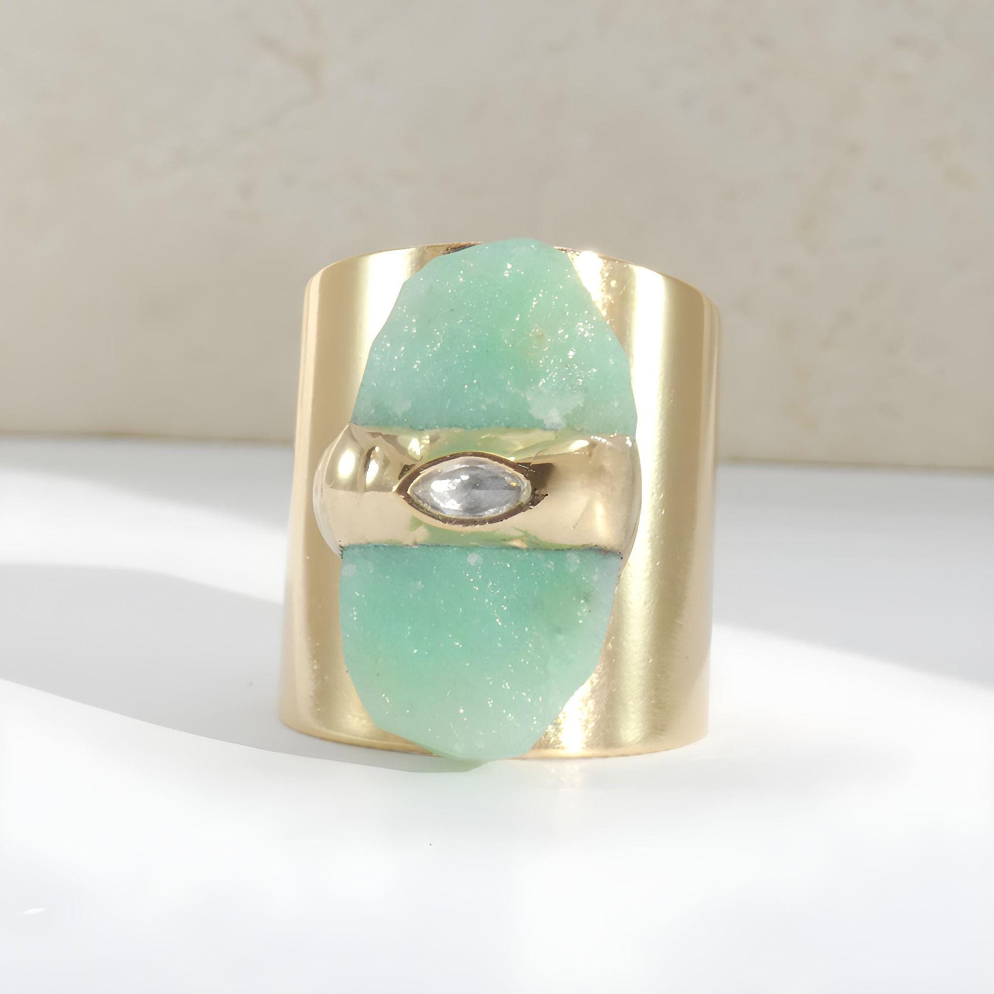 Raw Green Opal Ring
