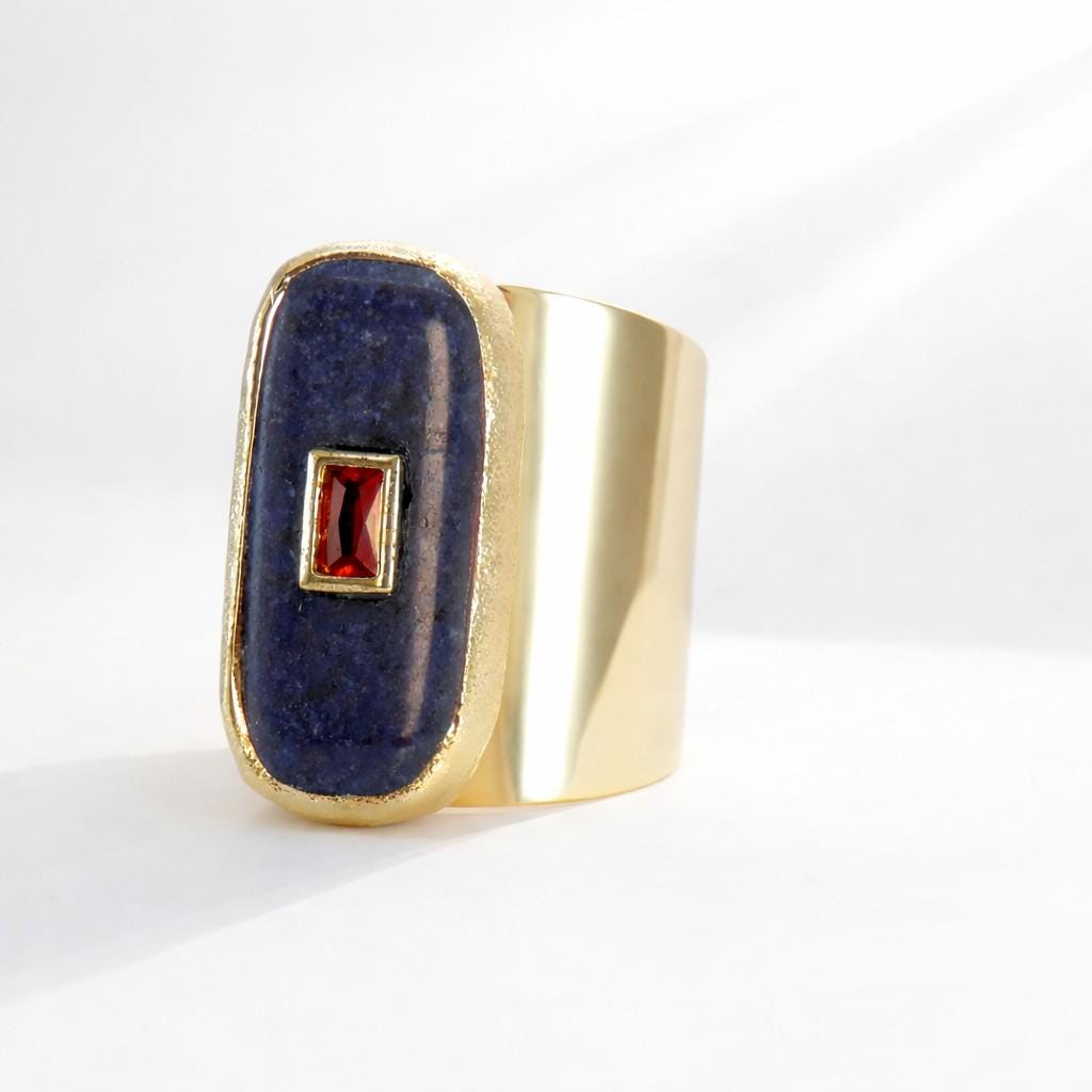 bold-lapis-lazuli-ring-with-crystal-inlay-adjustable-gold-statement-ring-blue-gemstone-ring-for-women-chunky-bohemian-jewelry