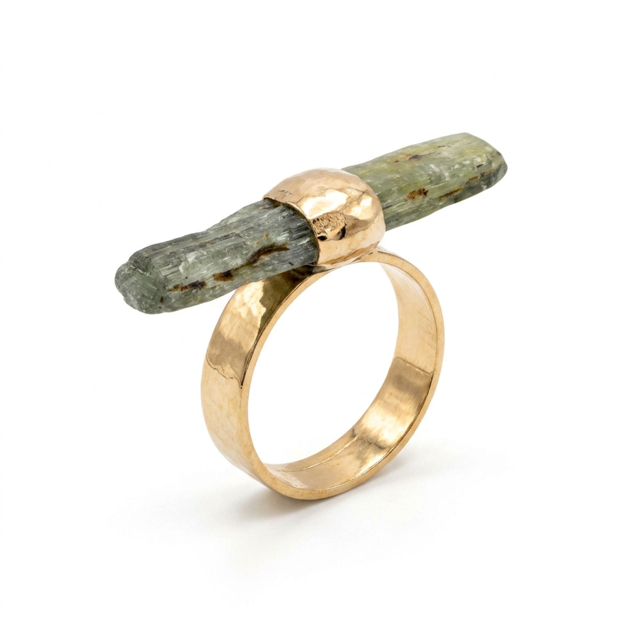 Green Kyanite Bar Ring