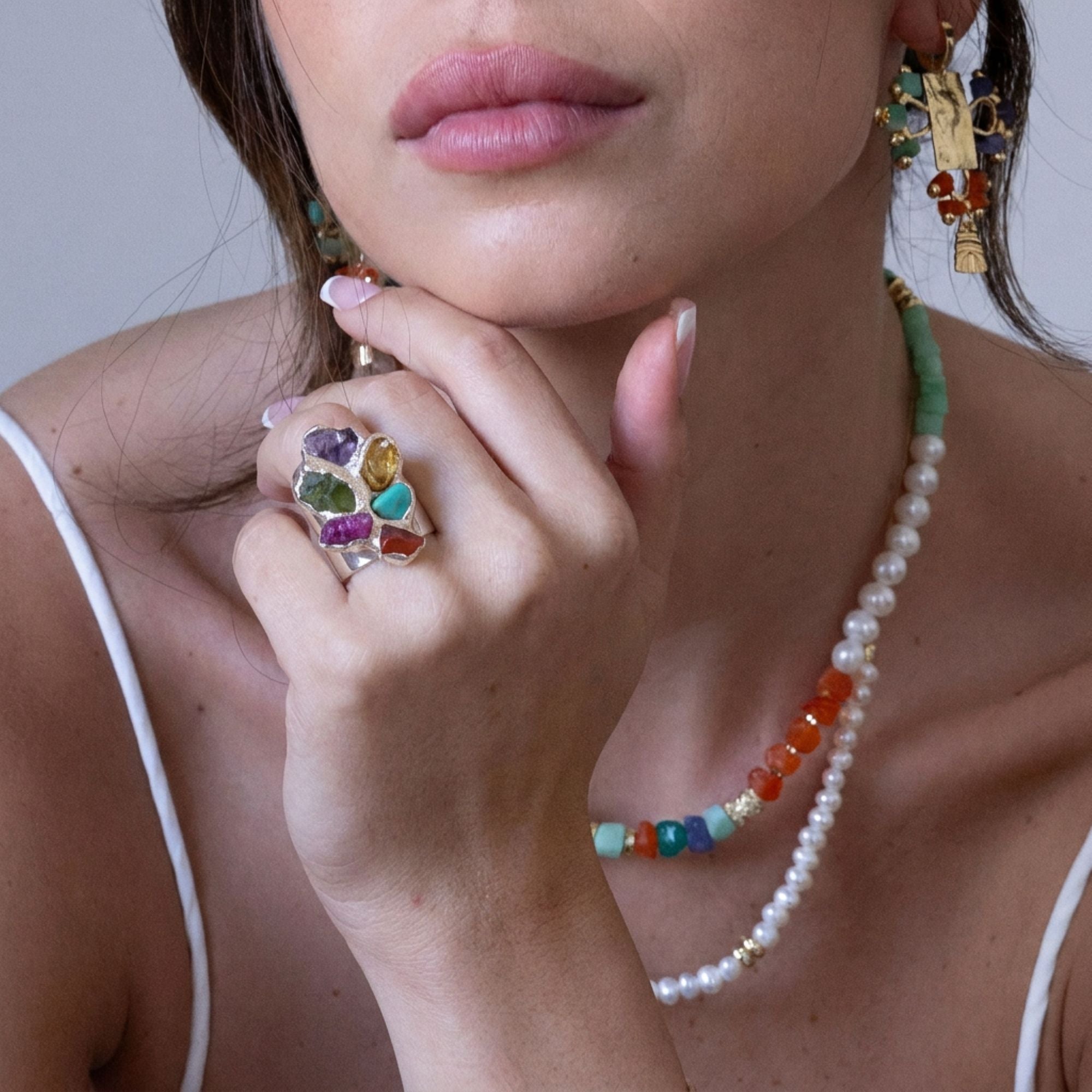 Birthstone Ring -Cluster Adjustable Custom Ring