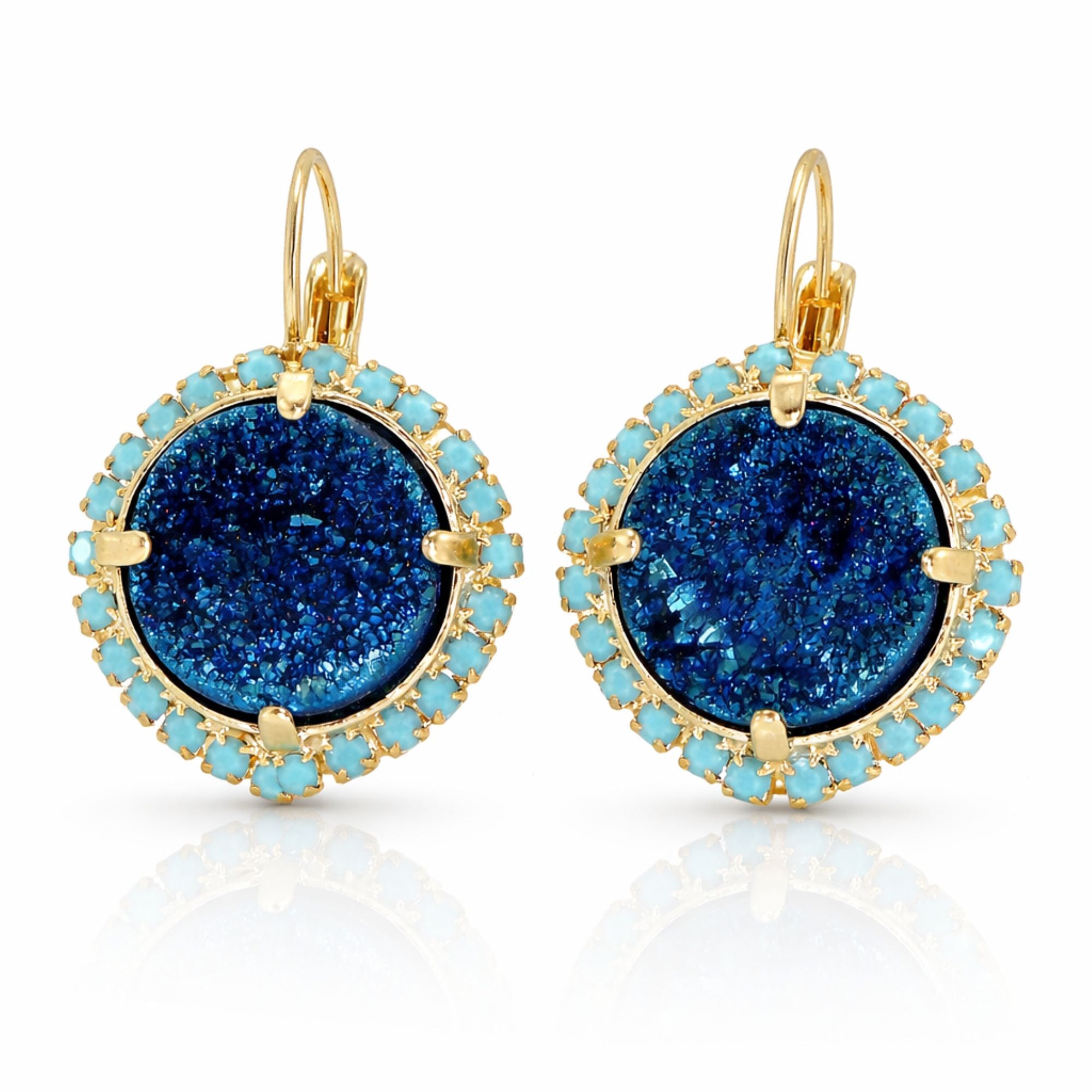 Blue Druzy Earrings