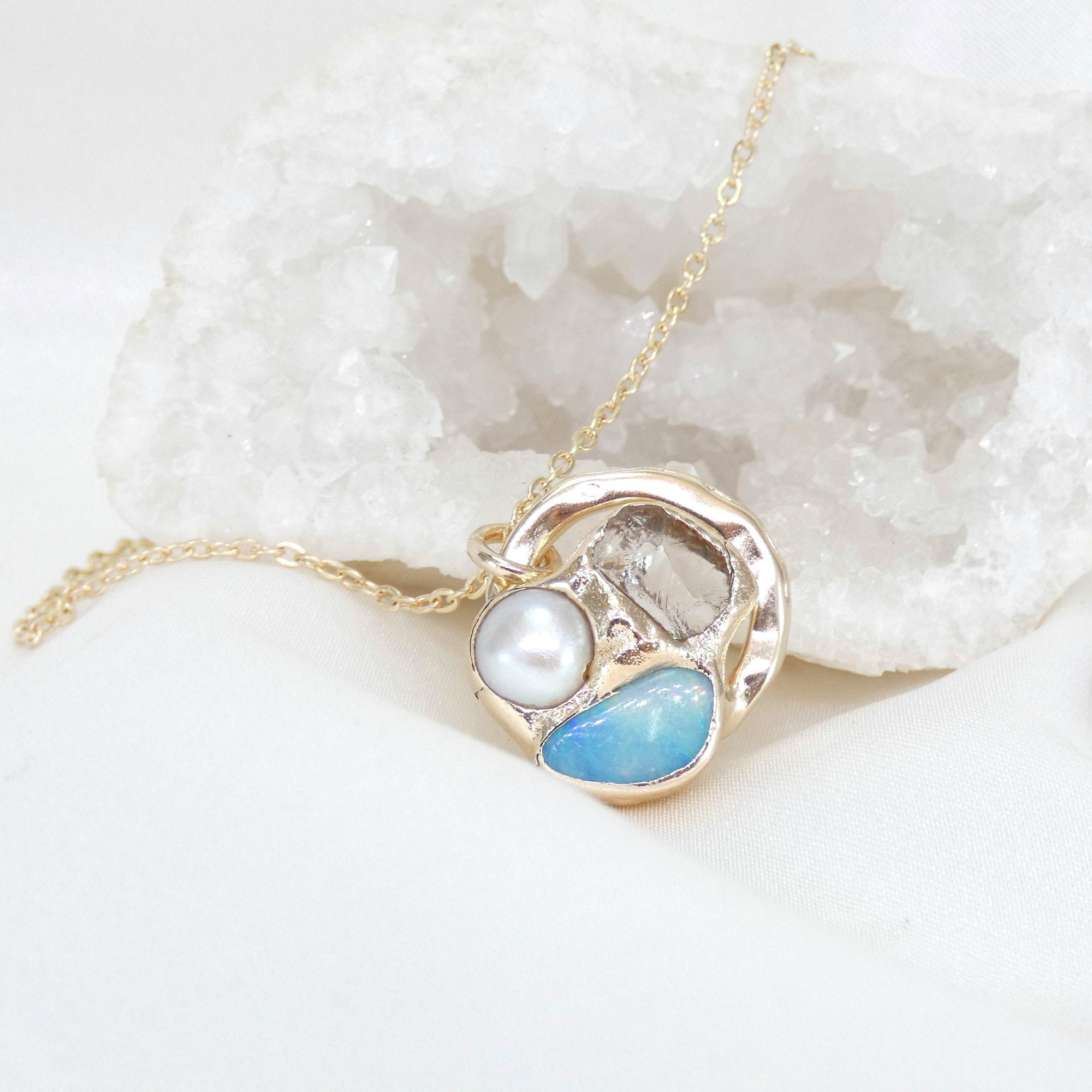 Birthstone Cluster Circle  Necklace