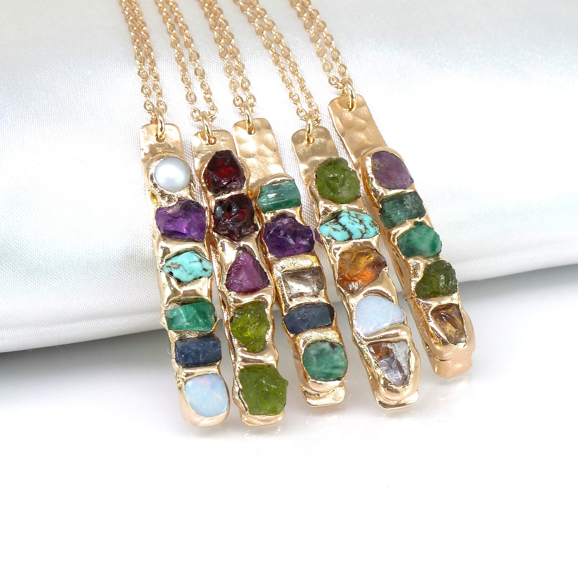 Birthstone Bar Necklace - Vertical