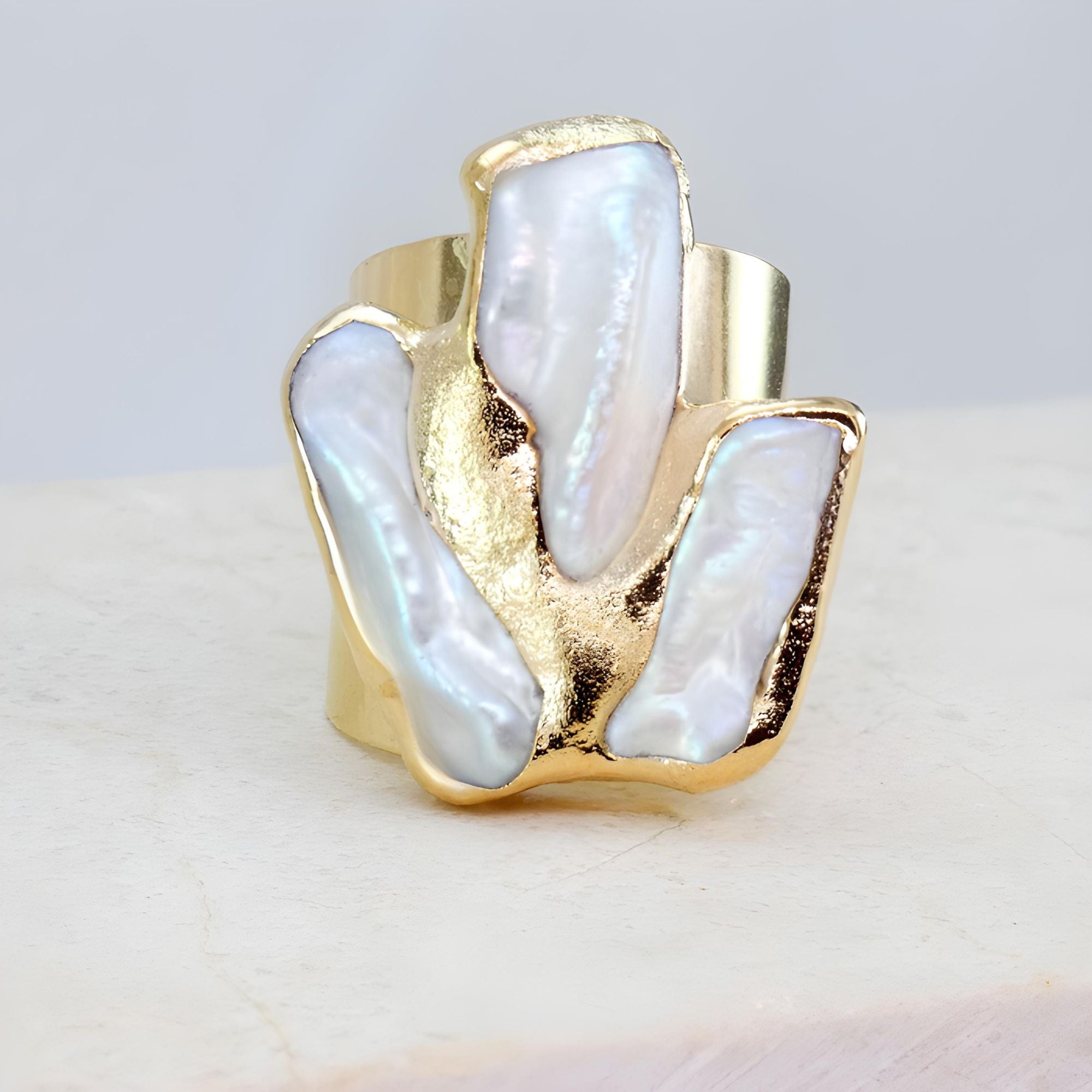 Cluster Gold Pearl Ring