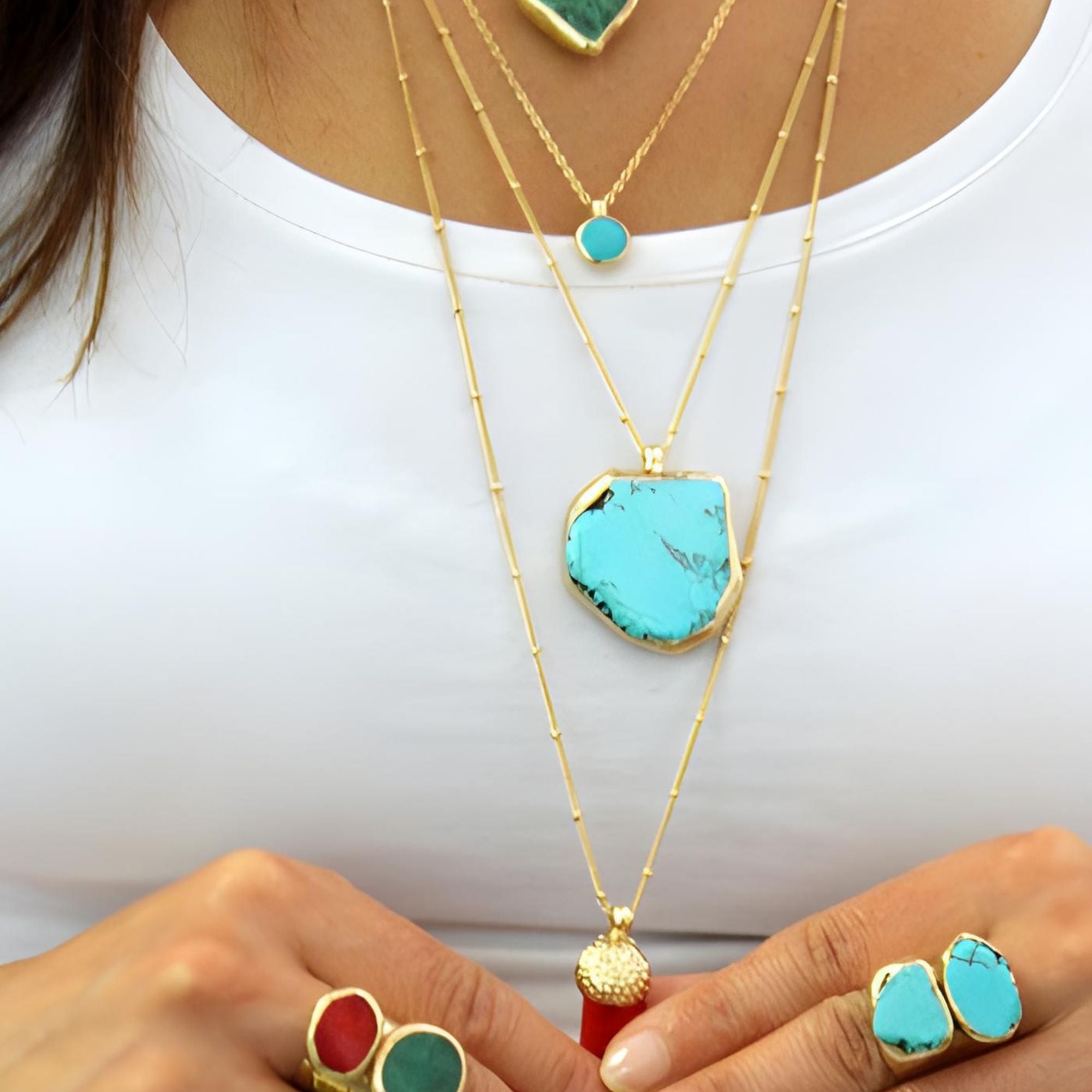 Double Raw Turquoise Ring