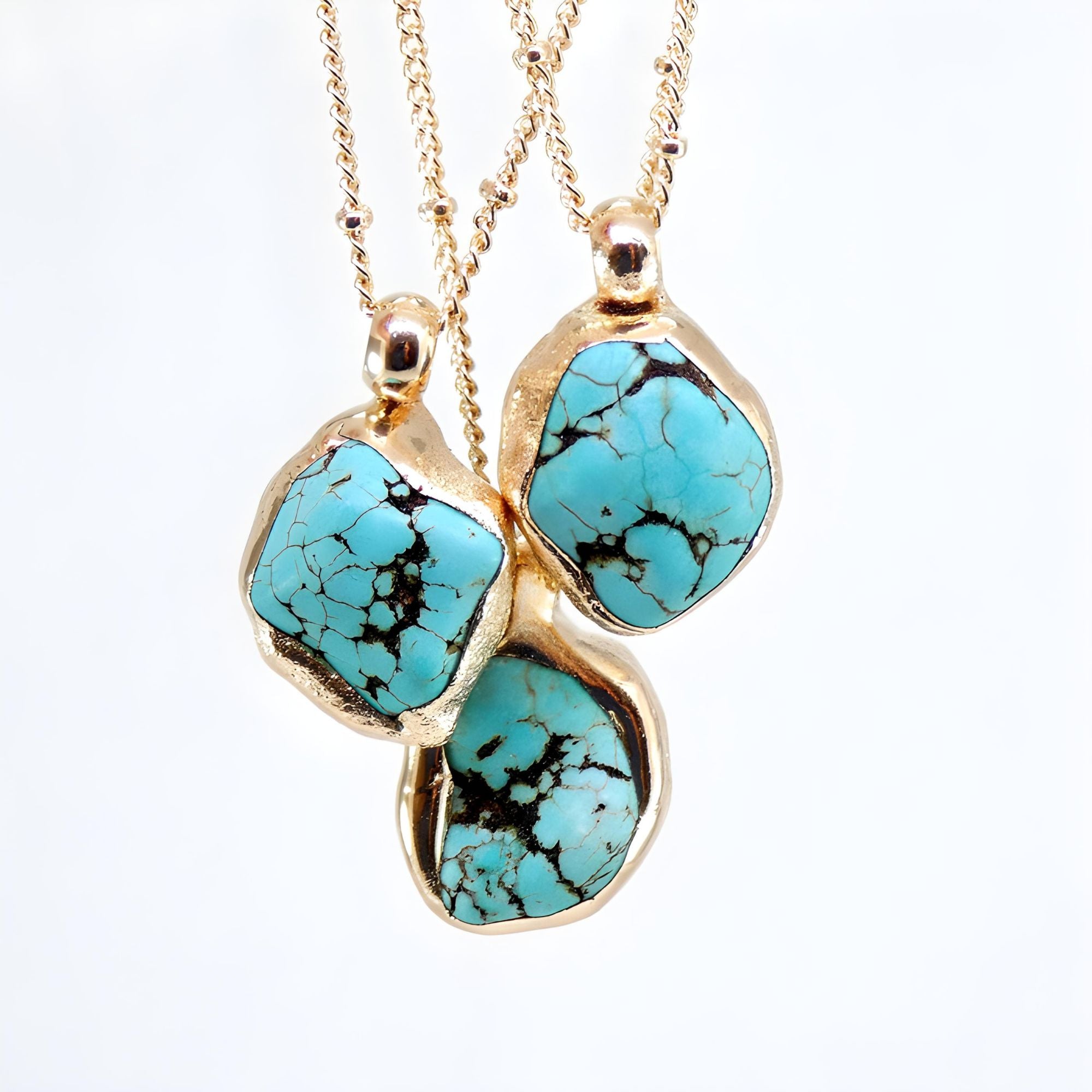 Turquoise Necklace, Gold Layering Gemstone Necklace, December Birthstone Necklace, Handmade Turquoise Necklace, Raw Stone Jewelry, Turquoise Jewelry, Gift. 