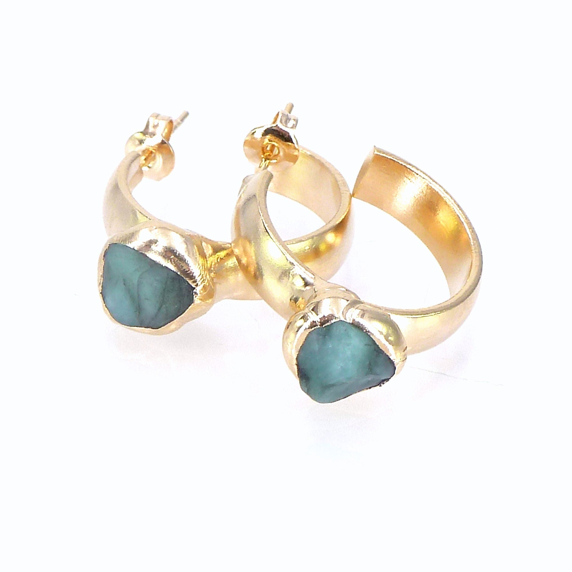 Emerald Hoop Earrings