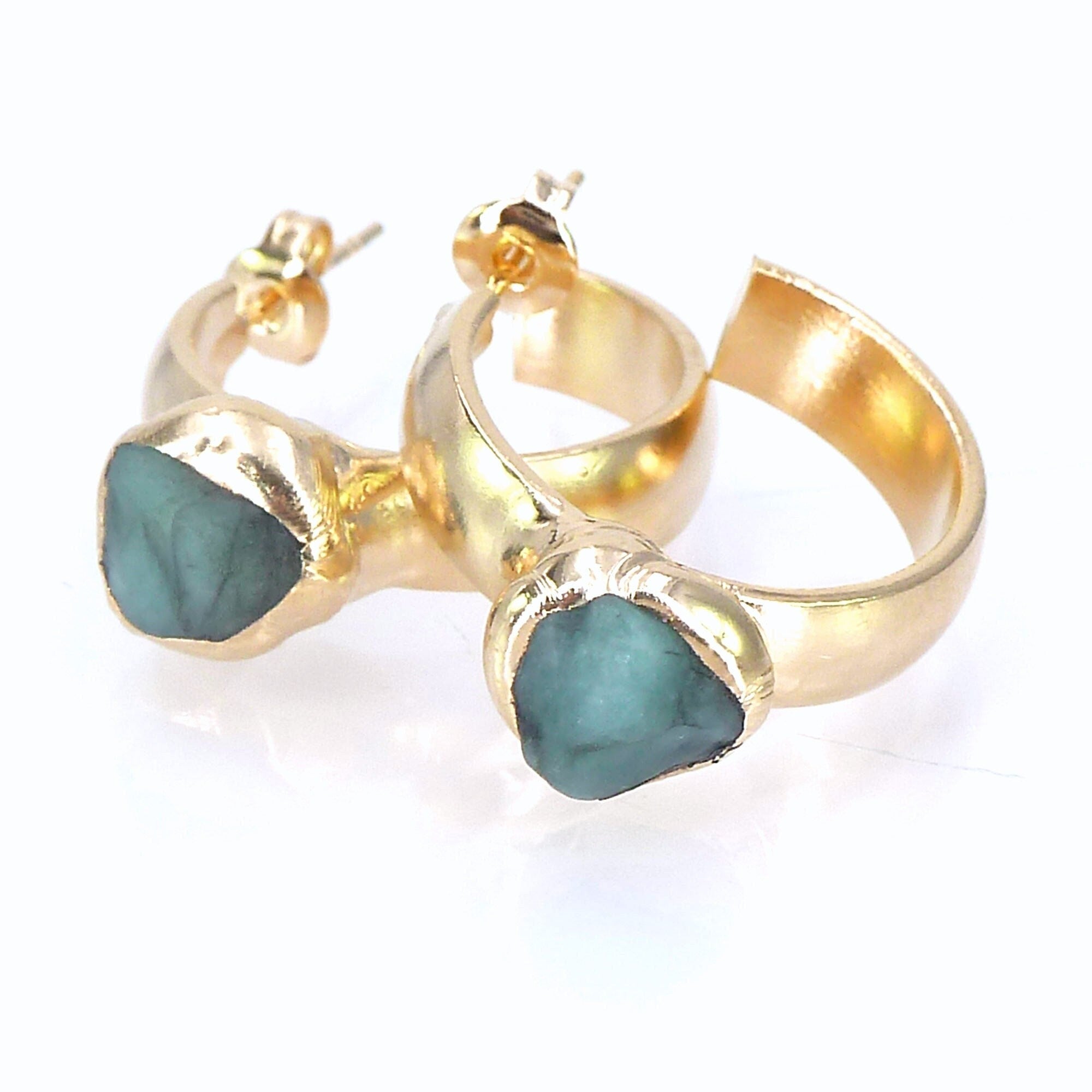 Emerald Hoop Earrings