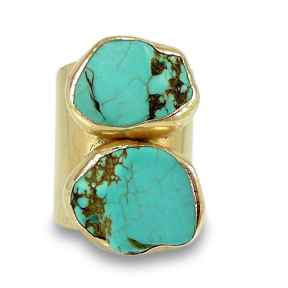 Double Raw Turquoise Ring