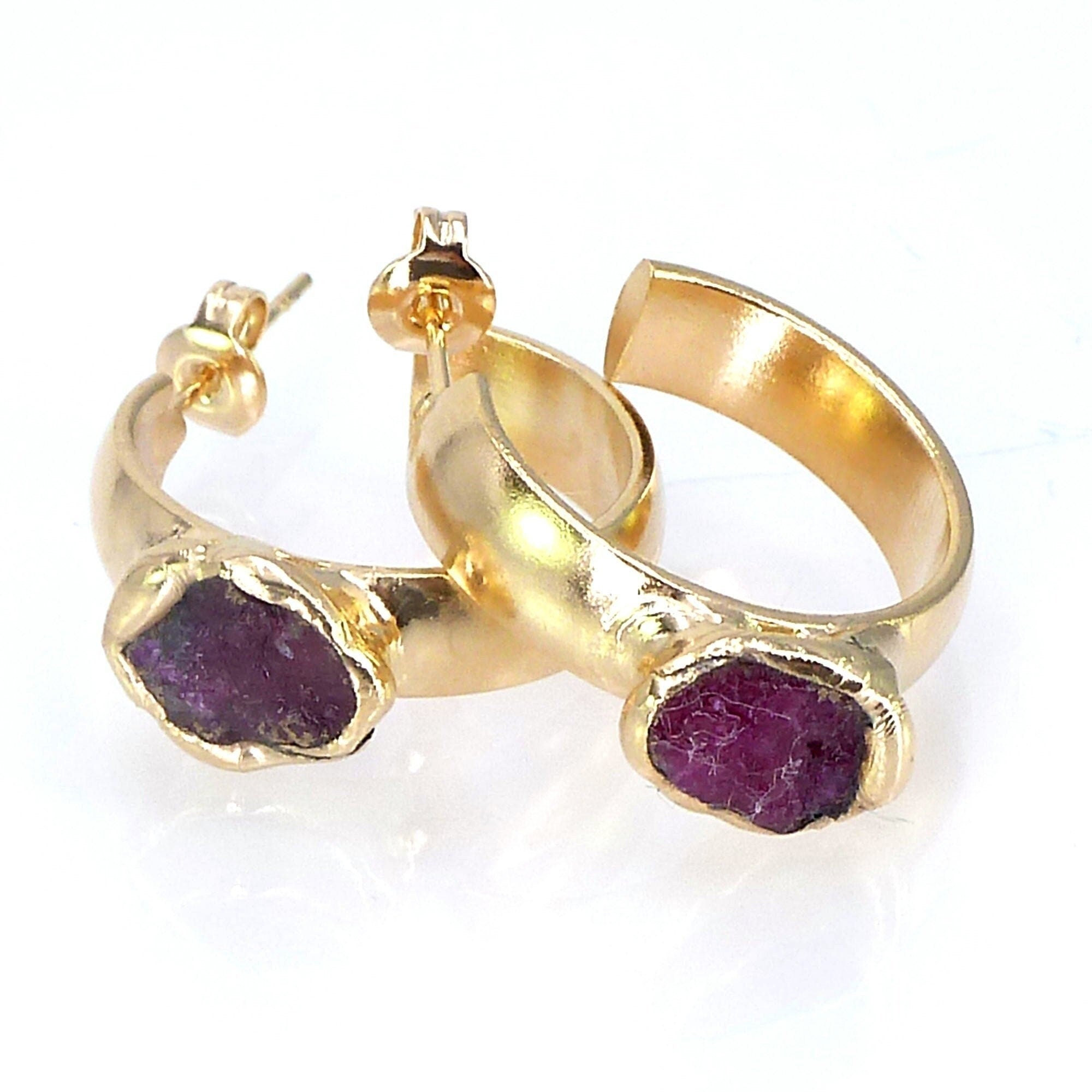 Ruby Hoop Earrings