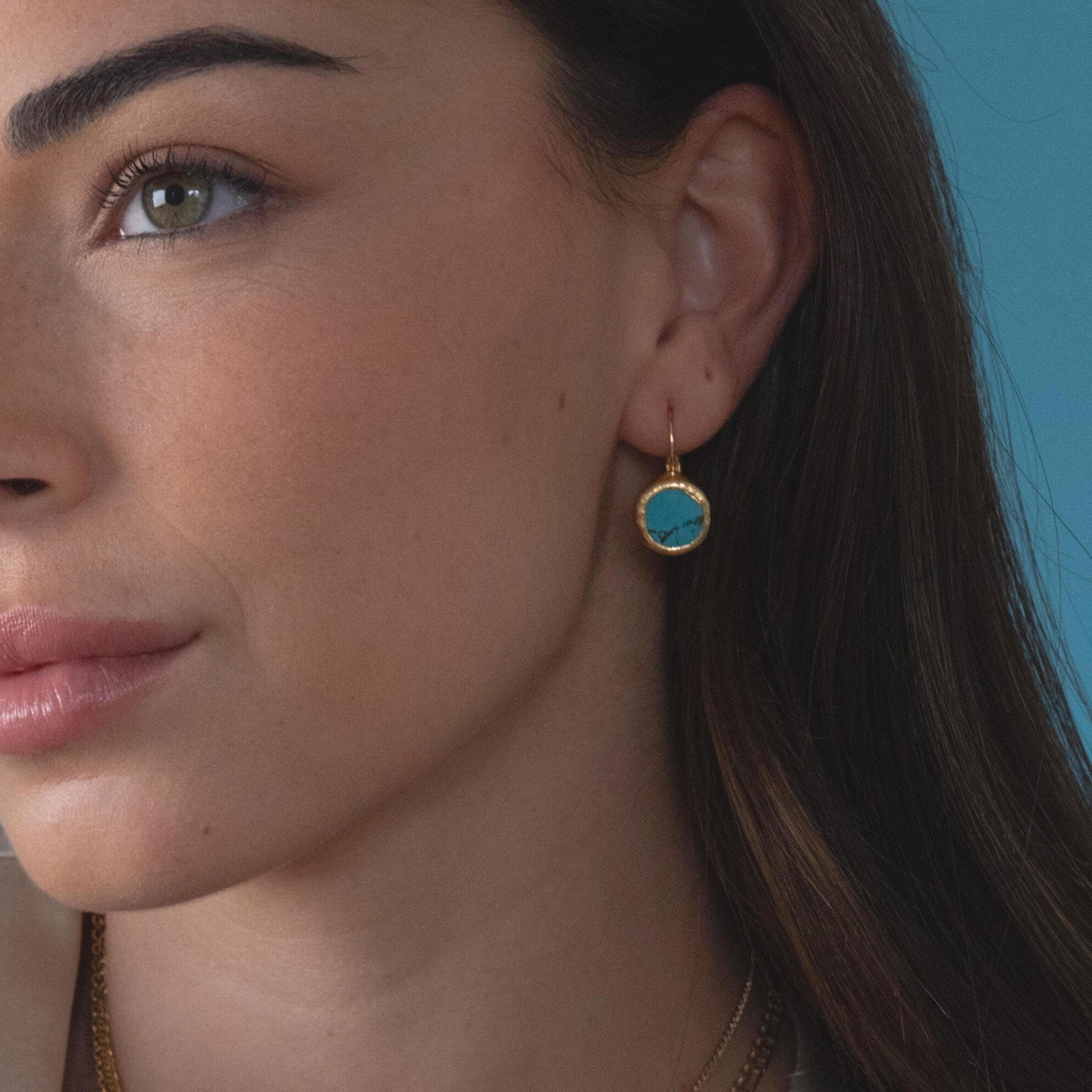 Turquoise Earrings, Birthday Gift For Her Earrings, Turquoise Jewelry, December Birthstone, Gift For Women, Statement Earrings, Turquoise Gold Dangle Earrings.