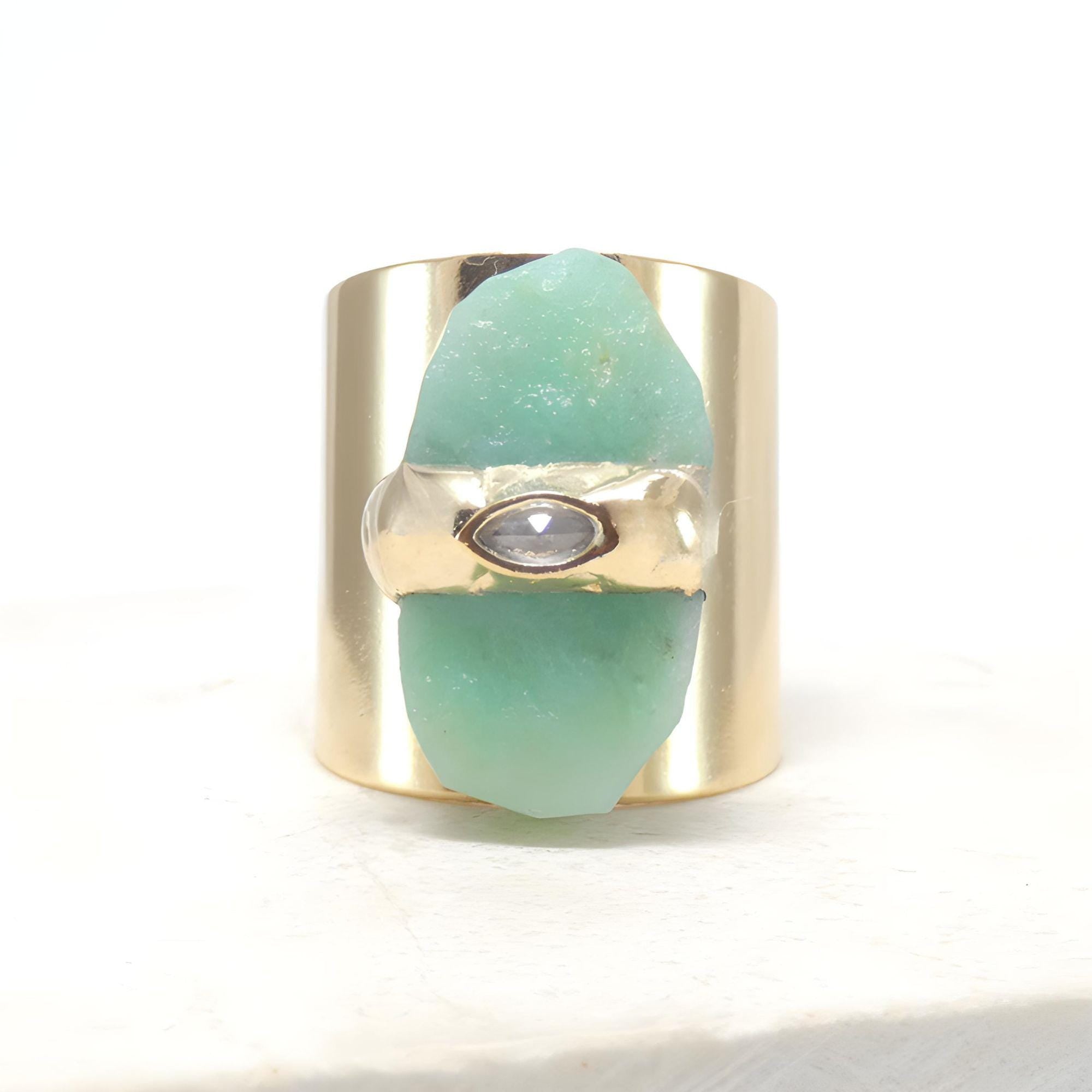 Raw Green Opal Ring
