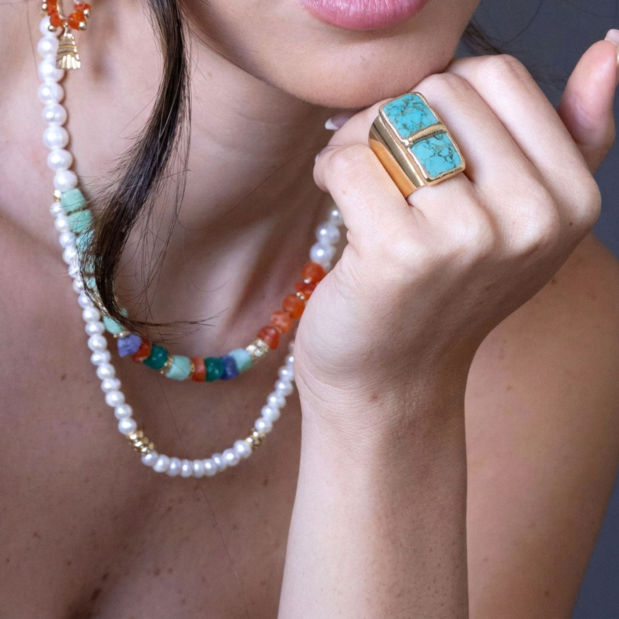Double Square Turquoise Ring