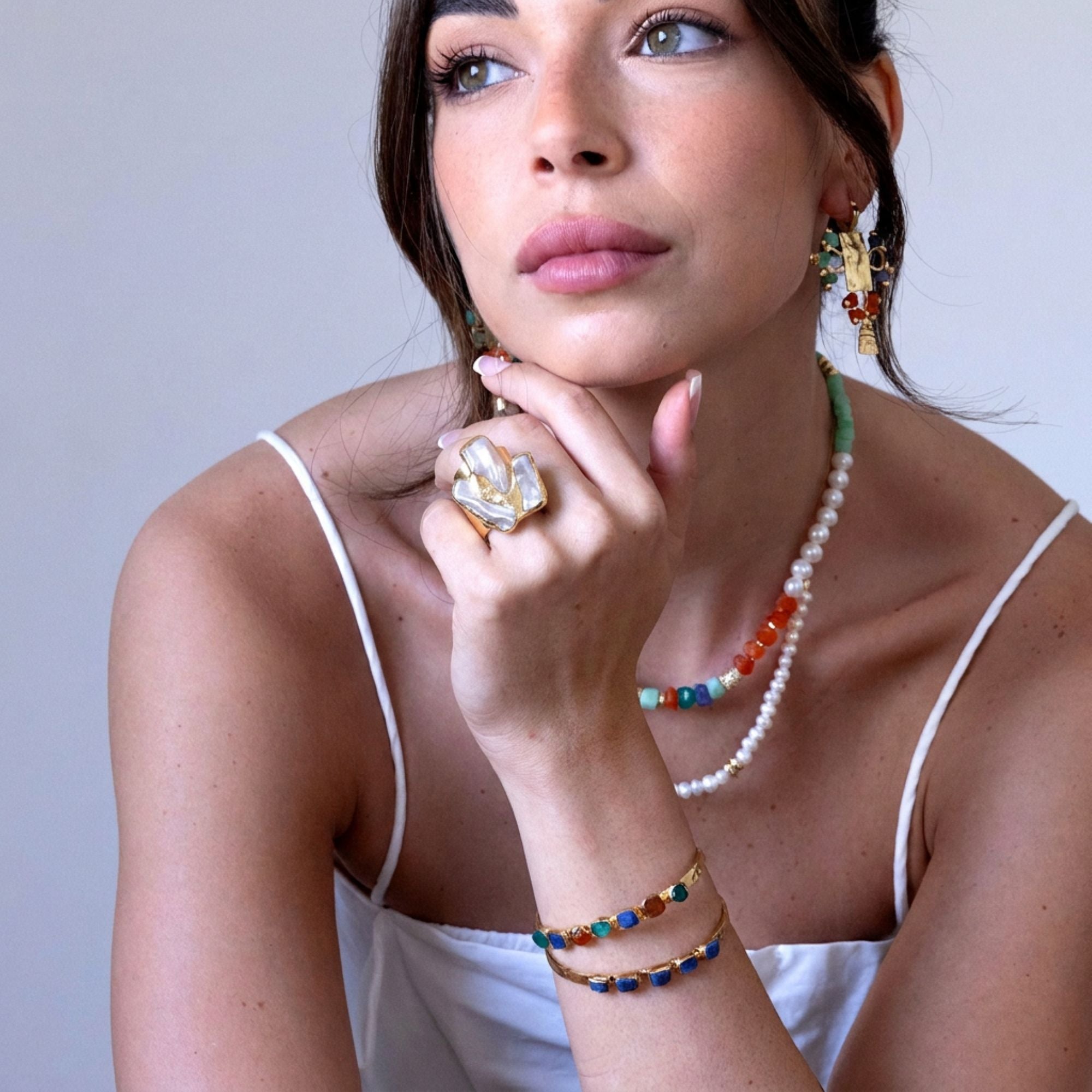 Cluster Gold Pearl Ring