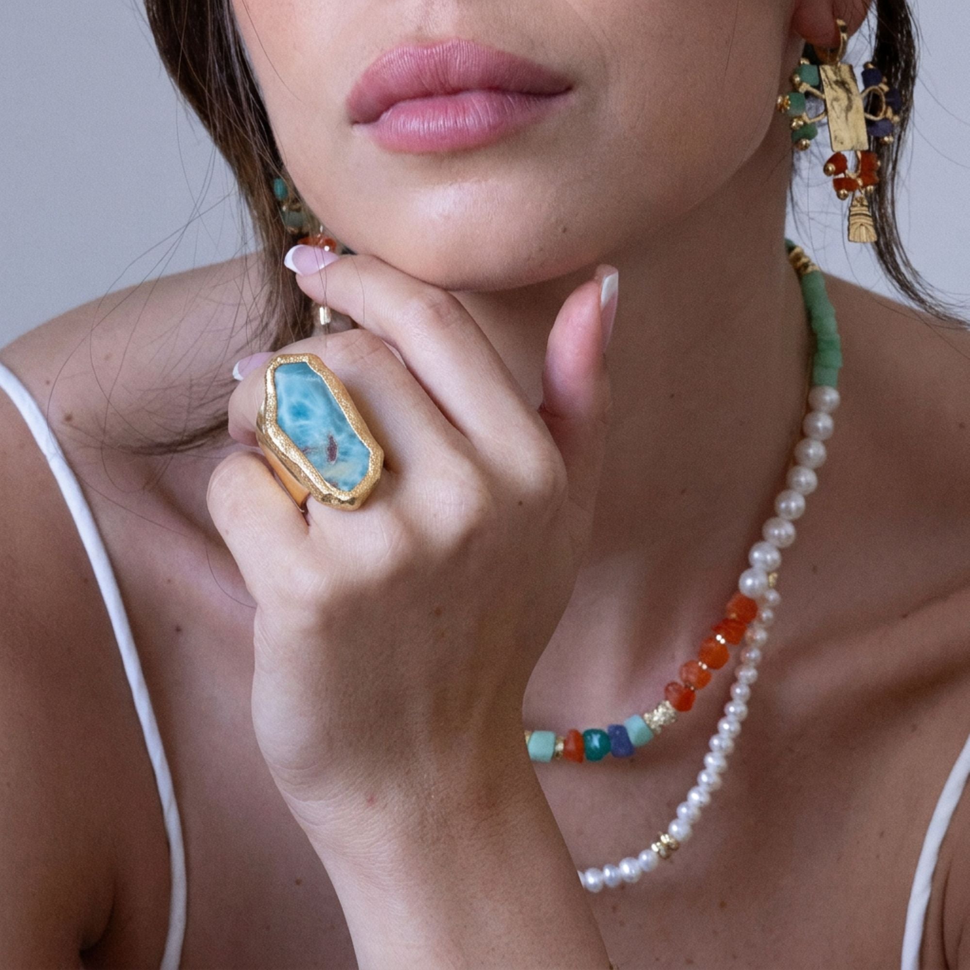 Large Larimar Ring