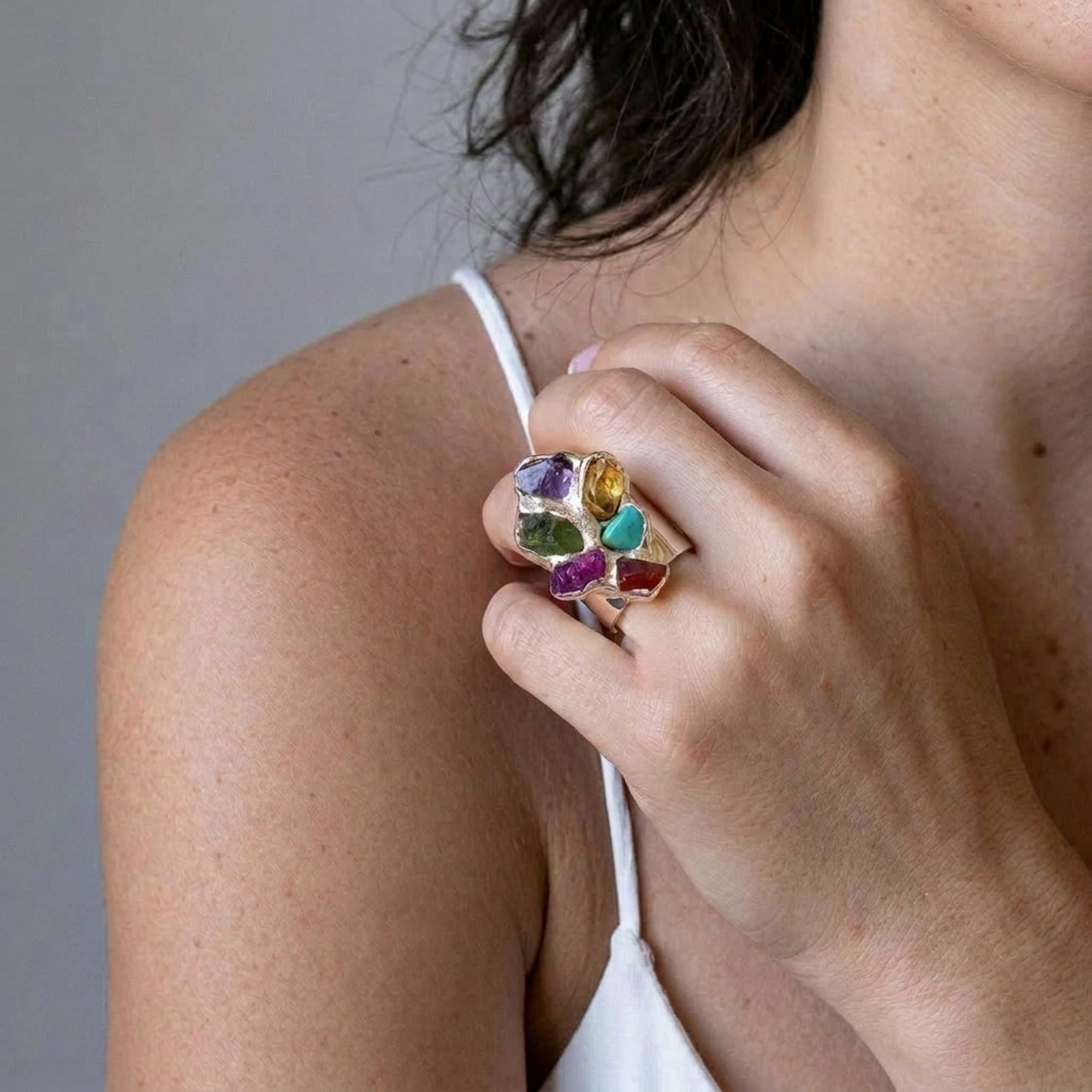 Birthstone Ring -Cluster Adjustable Custom Ring