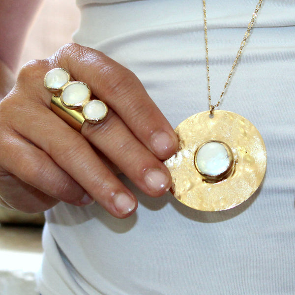 Gold Pearl Necklace.