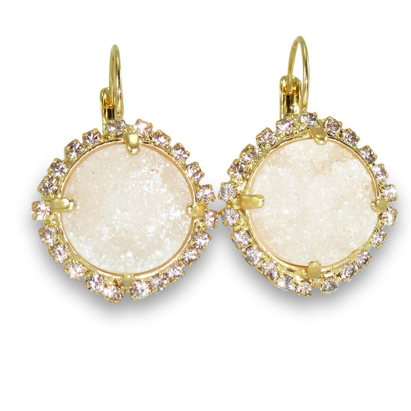 White Druzy Earrings.