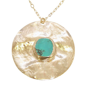 Long Gold Turquoise Necklace.
