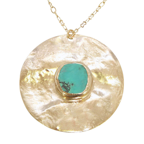 Long Gold Turquoise Necklace.