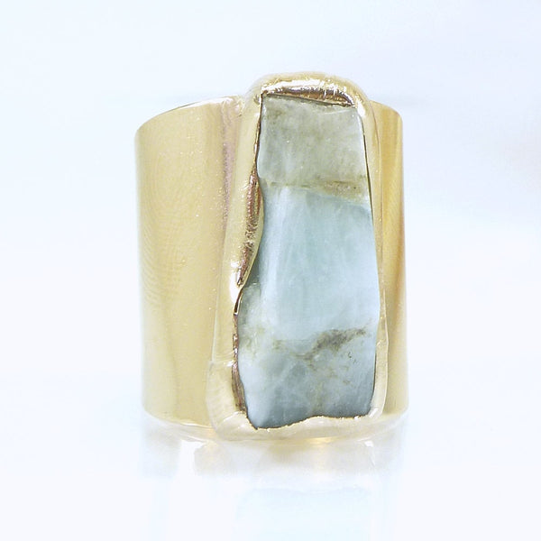 Raw Aquamarine Bar Ring for Women.