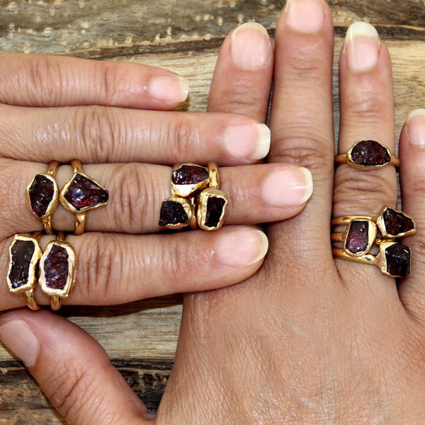 Raw Garnet Ring.