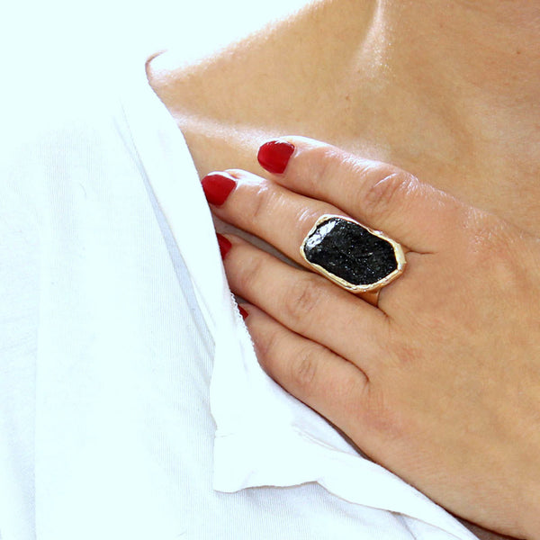 Raw Tourmaline ring.