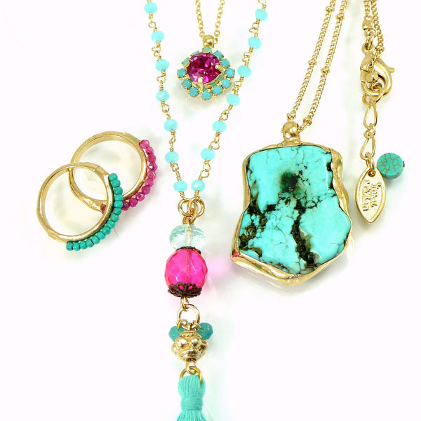 Raw Turquoise Gold necklace.