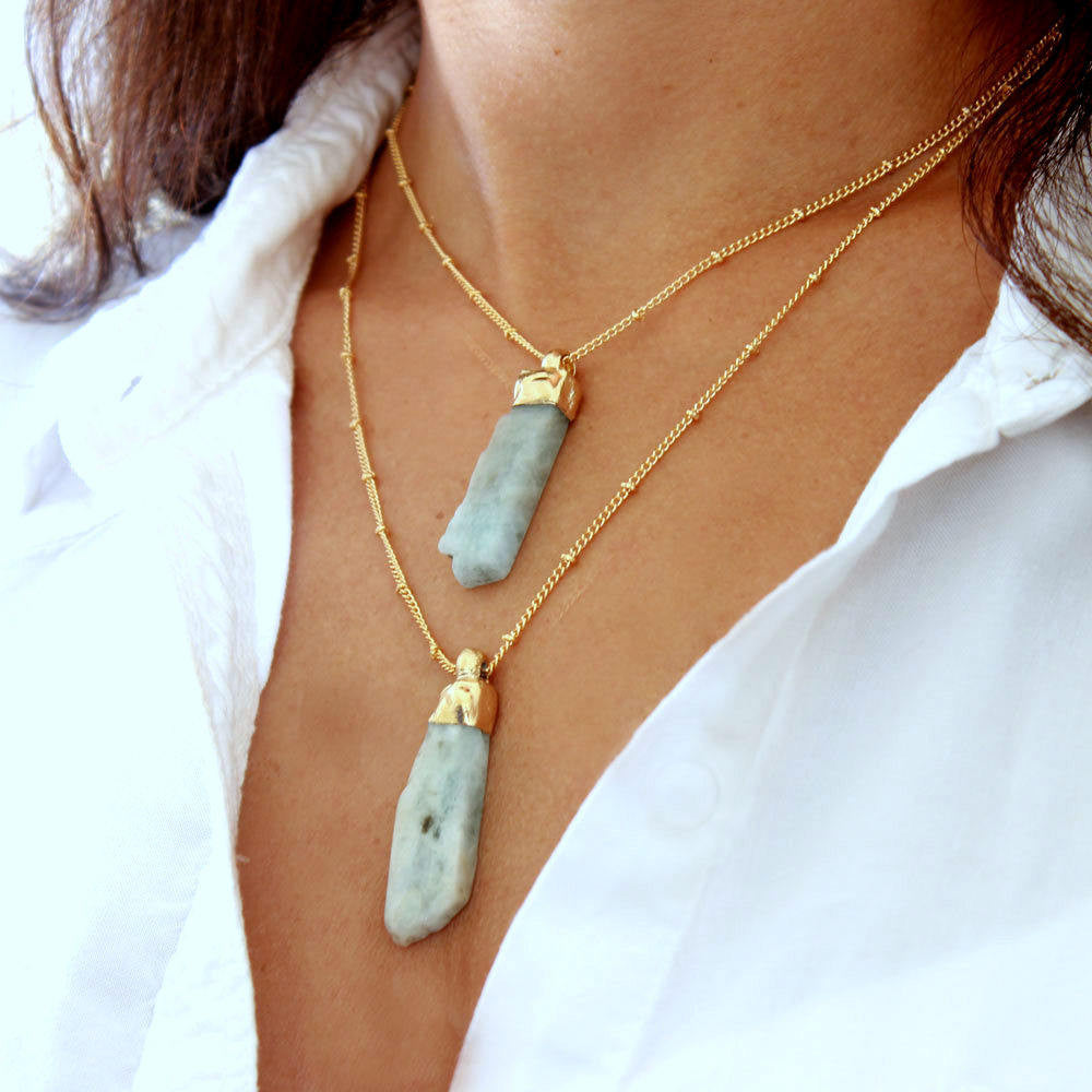 Raw Aquamarine Pendant Necklace, , March Birthstone Crystal – Fabulous  Creations Jewelry