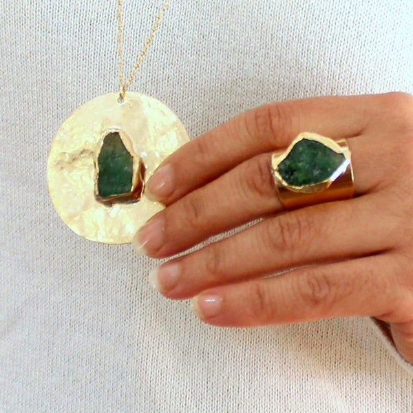 Raw Emerald Necklace.