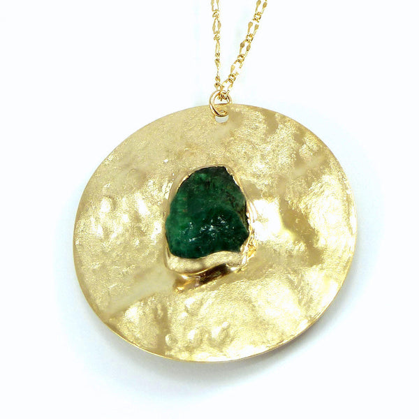 Raw Emerald Necklace.